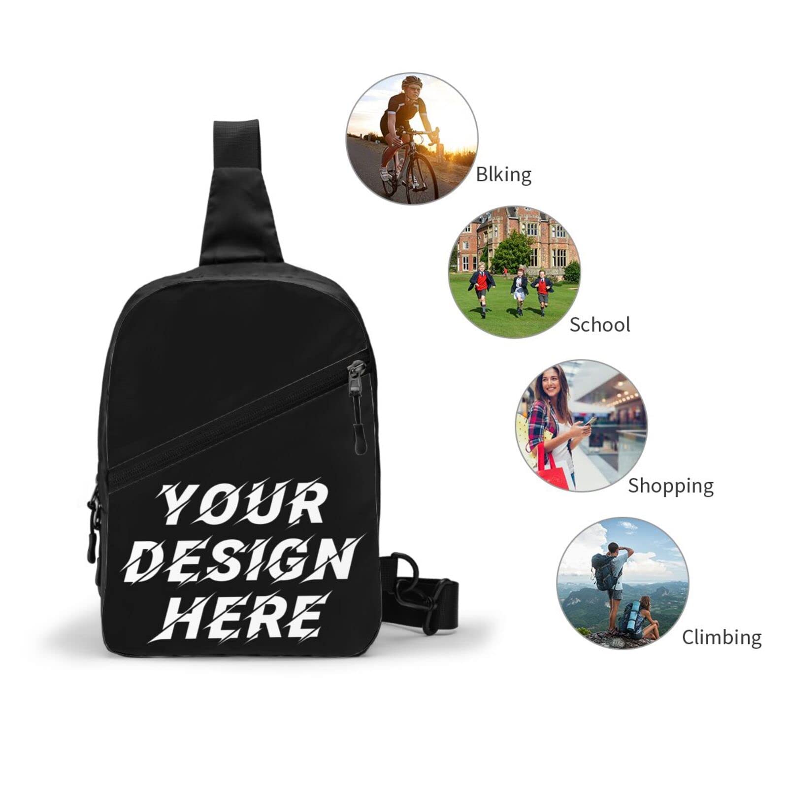 Custom Chest Bags for Men - Personalized Sling Shoulder Bag with Adjustable Strap - Perfect for Hiking, Travel & Everyday Carry