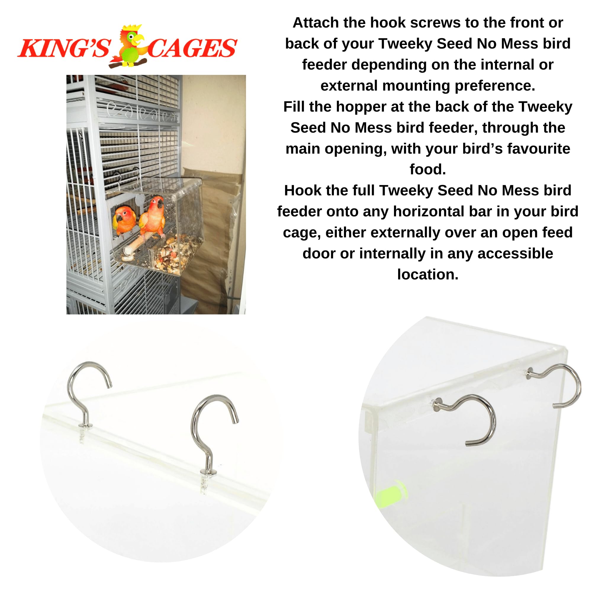 Durable Clear Plastic Small Bird Seed Feeder with Non-Slip Perch - Easy Cage Mount for Indoor/Outdoor Use - Perfect for Parakeets, Finches & Canaries - Ideal for Home, Garden or Aviary Bird Feeding