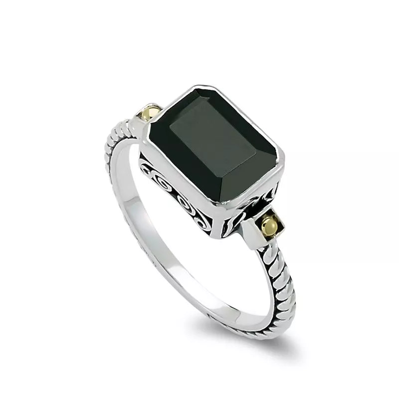 Eirini Ring - Black Spinel Sterling Silver Ring for Women | Elegant Gothic Jewelry Gift for Her | Perfect for Parties, Weddings & Special Occasions