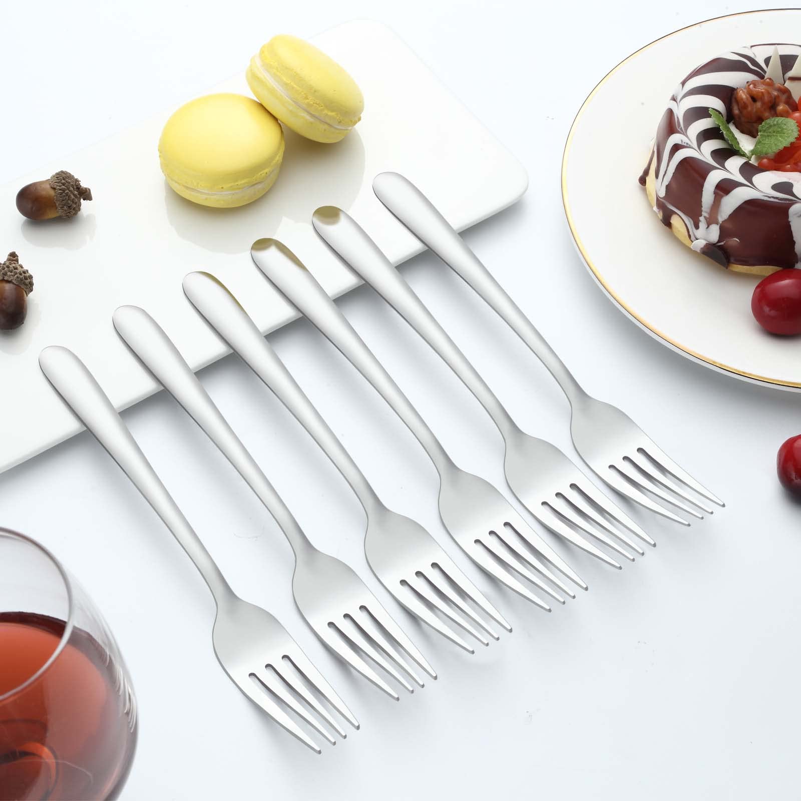24-Piece Stainless Steel Dinner Forks Set - 8 Inch Mirror Polished Food Grade Flatware - Dishwasher Safe Silverware for Home, Restaurant & Kitchen Use - Perfect for Dining, Parties & Catering Events