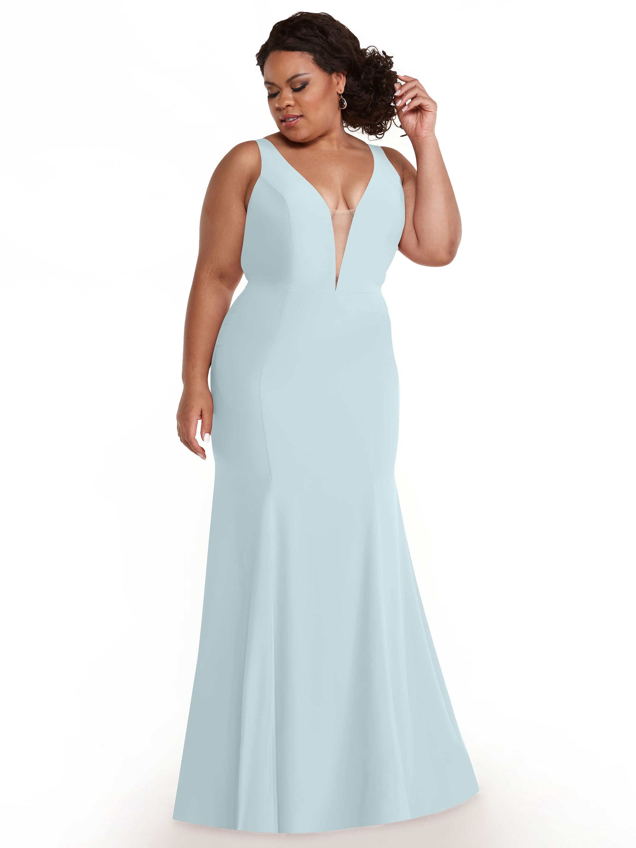 Elegant 83010 Mermaid Stretch Chiffon Bridesmaid Dress with Plunging V-Neckline - Perfect for Beach Weddings, Formal Events & Evening Parties