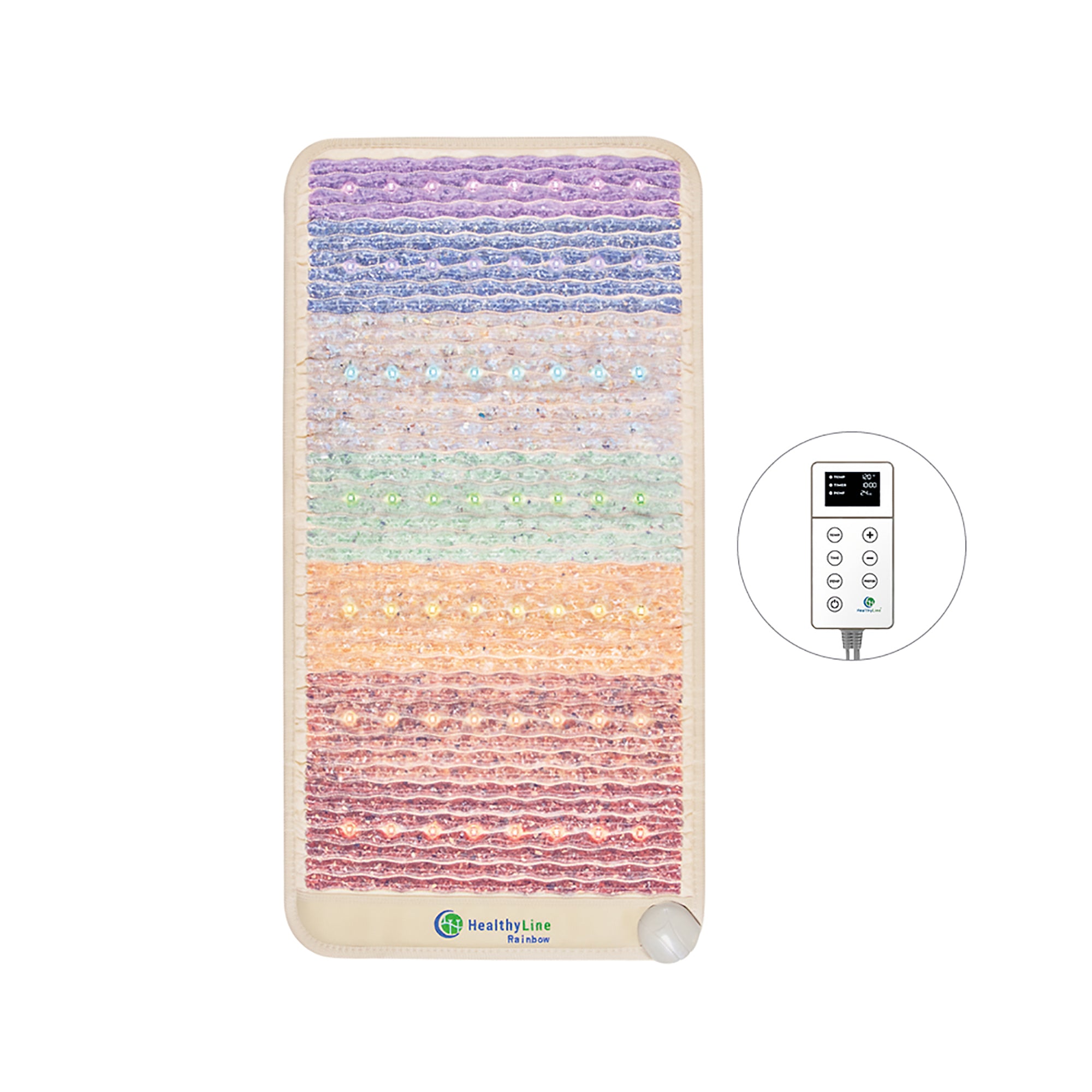 HealthyLine Rainbow Chakra Mat Small 4020 Firm - Photon PEMF Therapy Mat with Infrared Heat for Pain Relief & Relaxation | Perfect for Home Spa, Yoga, and Meditation Wellness Sessions