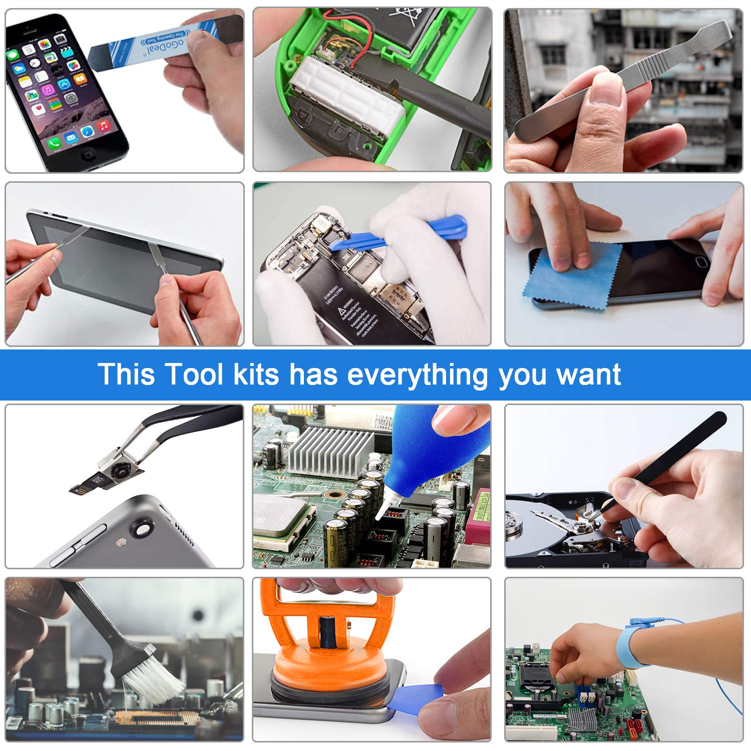 oGoDeal 155 in 1 Professional Computer Repair Tool Kit - Precision Electronics Screwdriver Set for iPhone, Laptop, PC, Tablet, Smartphone, Nintendo, PS4, Xbox, MacBook, Camera, Drone (Black) - Perfect for DIY Repairs, Tech Maintenance & Gadget Fixing