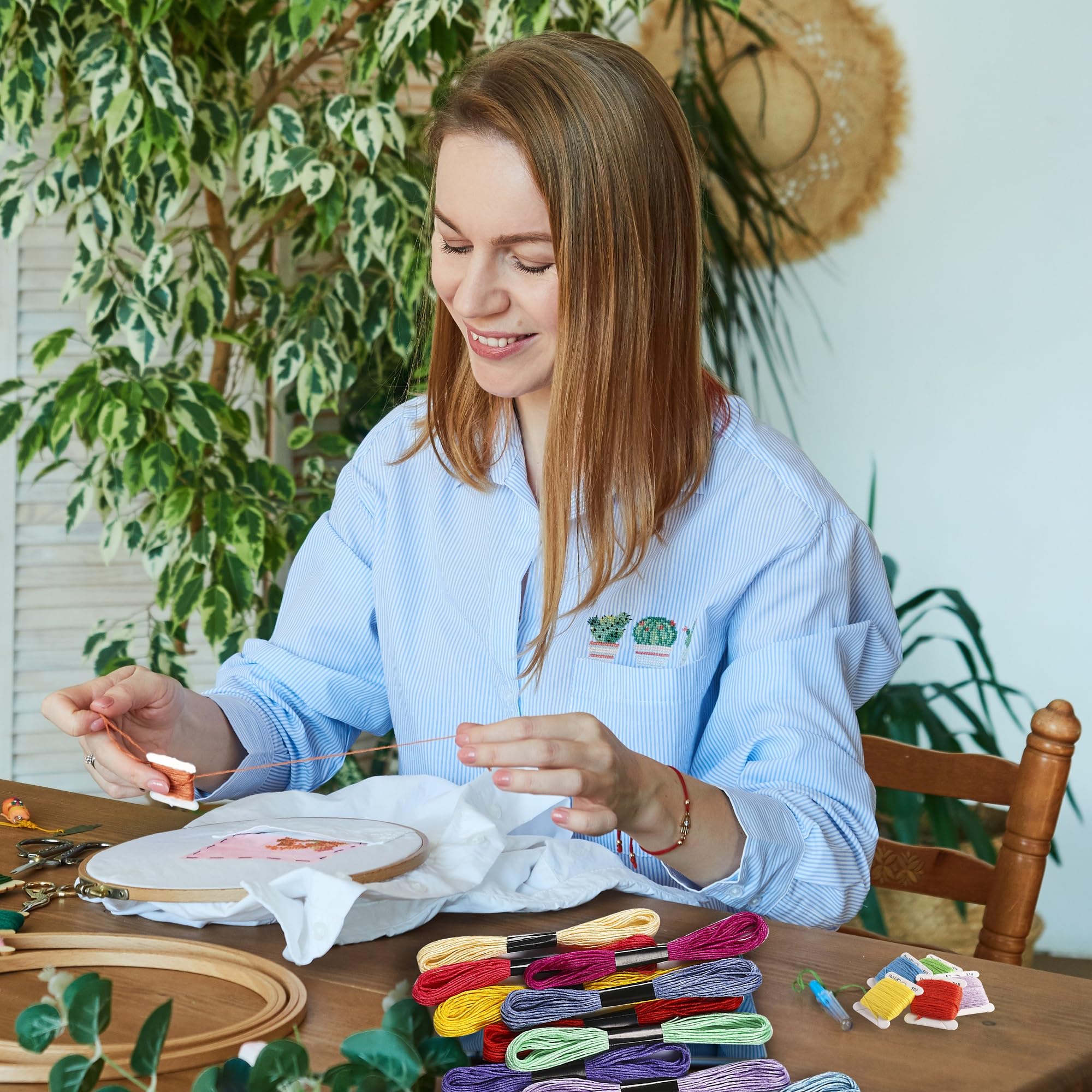 62 Skeins Embroidery Floss Kit with Needles & Bobbins - Premium Cross Stitch Thread for Friendship Bracelets, DIY Crafts - Perfect Gift for Mother's Day, Christmas & Handmade Projects