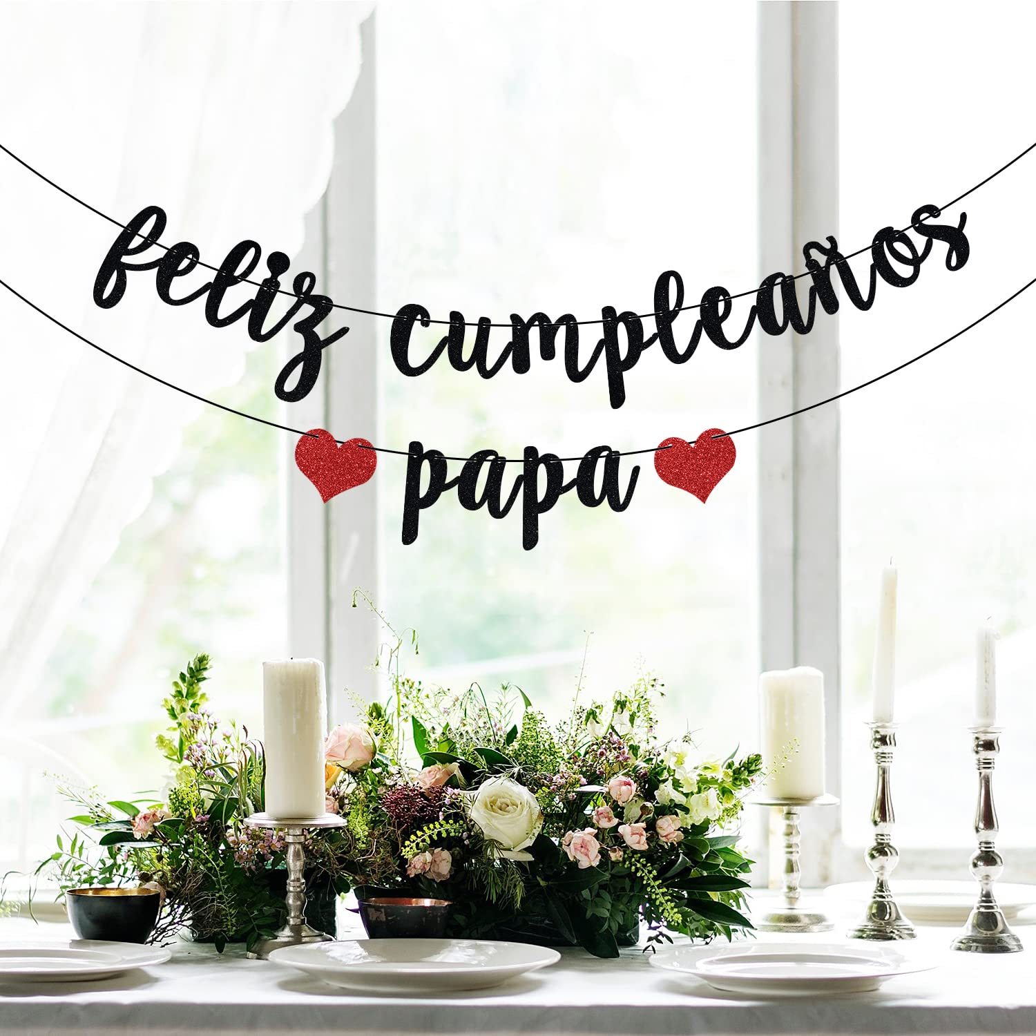 Black Glitter Happy Birthday Dad Banner - Fiesta Theme Party Decorations for Father's Day & Dad Birthday Celebrations - Perfect for Home, Office & Surprise Party Decor