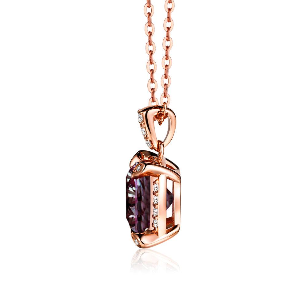 3 CT Cushion Cut Alexandrite Moissanite Pave Pendant Necklace - Elegant Jewelry for Weddings, Anniversaries & Special Occasions