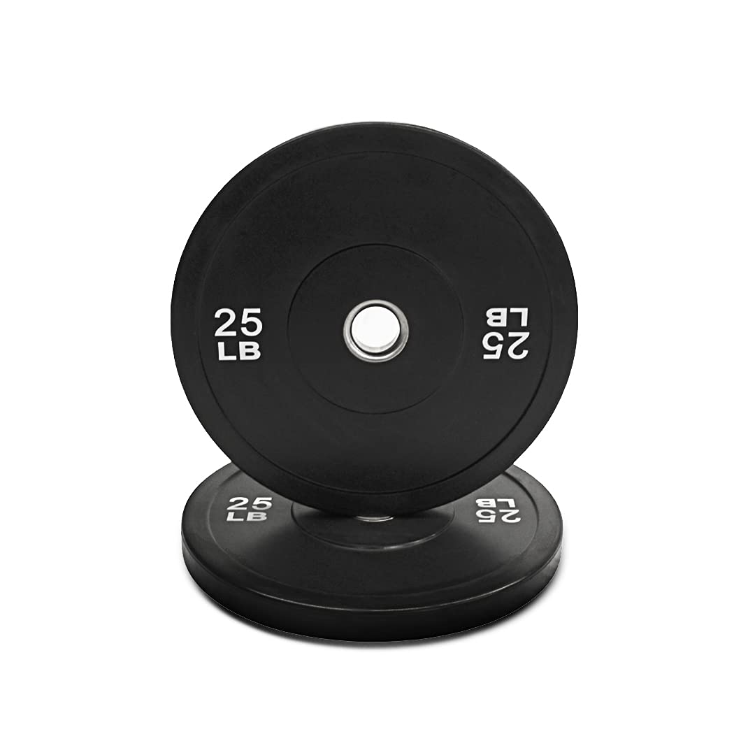 Gronk Fitness Premium Black Olympic Bumper Plates - Weight Lifting & Strength Training Equipment with Coated Rubber & Stainless Steel Inserts - Durable for Repeated Drops - Ideal for Home Gym, CrossFit, and Powerlifting Workouts
