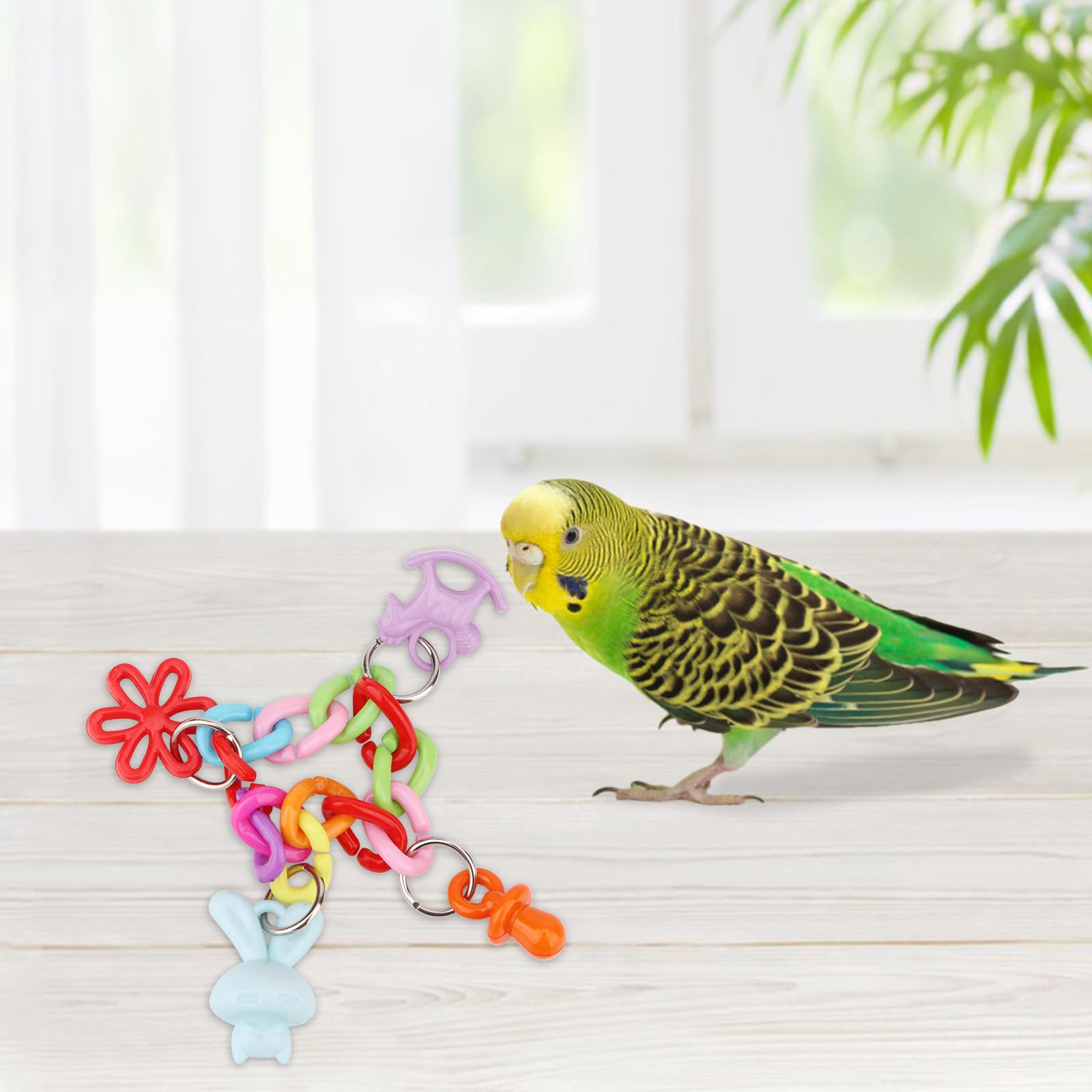 Colorful Plastic Parrot Chewing Toy - Hanging Swing Foot Bite Toy for Macaws, Lovebirds, Conures, Cockatiels & Budgies | Durable Bird Entertainment for Cage Play & Training