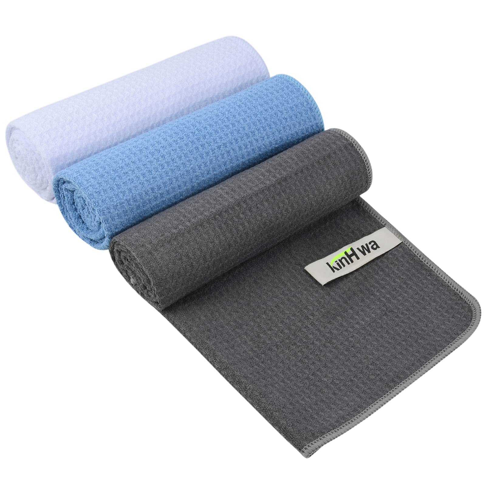 KinHwa Premium Microfiber Gym Towels - Ultra Absorbent & Quick Dry Workout Towels for Yoga, Fitness, Running & Cycling | Sweat Wicking Sports Towel for Gym, Treadmill & Indoor Bike Workouts