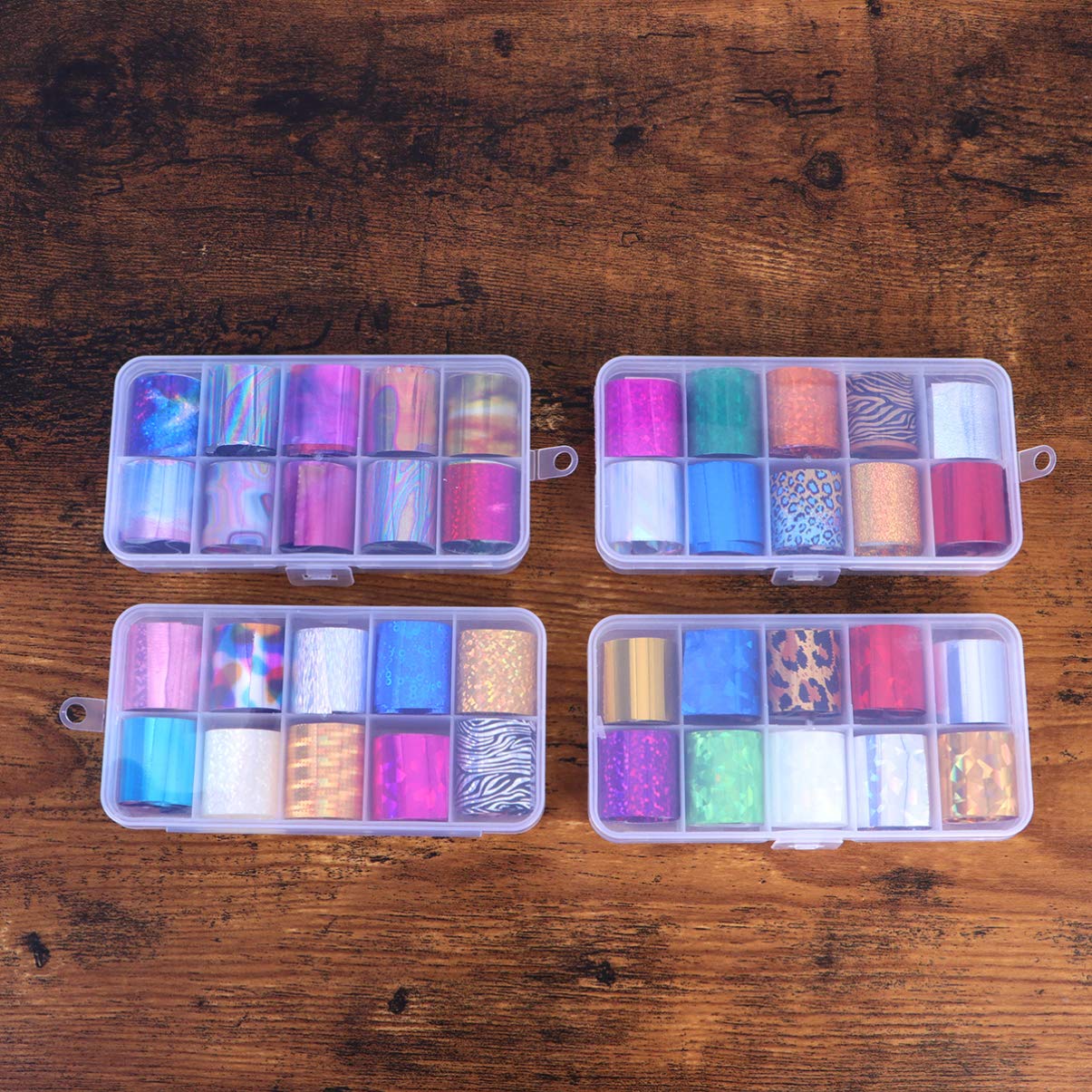 EXCLUZO 4 Set Holographic Nail Art Glitter Stickers - Colorful Starry Sequins & Sparkle Decals for DIY Nail Designs | Perfect for Manicures, Parties, and Special Occasions