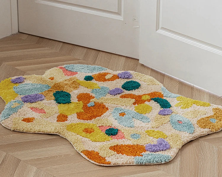 Acid Forest Irregular Area Rug - Modern Abstract Non-Slip Living Room Carpet for Boho Home Decor | Perfect for Bedroom, Dorm & Office