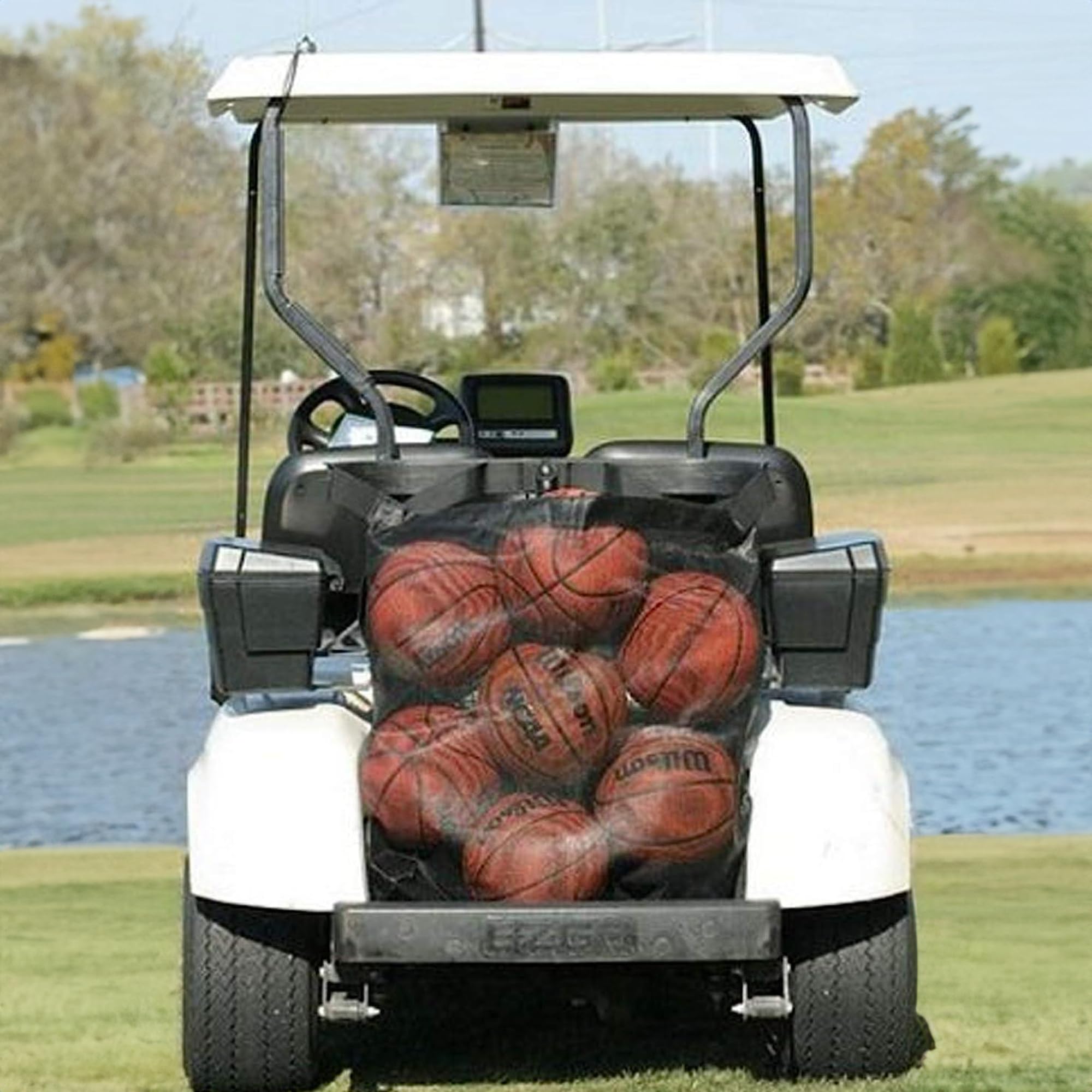 Club Clean Universal Golf Cart Storage Bag - Durable Cargo Organizer for 2 & 4 Seater Golf Carts (EZGo, Club Car, Yamaha) - Easy Attach Black Grocery Shopping Bag - Perfect for Golf Outings, Grocery Trips & Outdoor Adventures