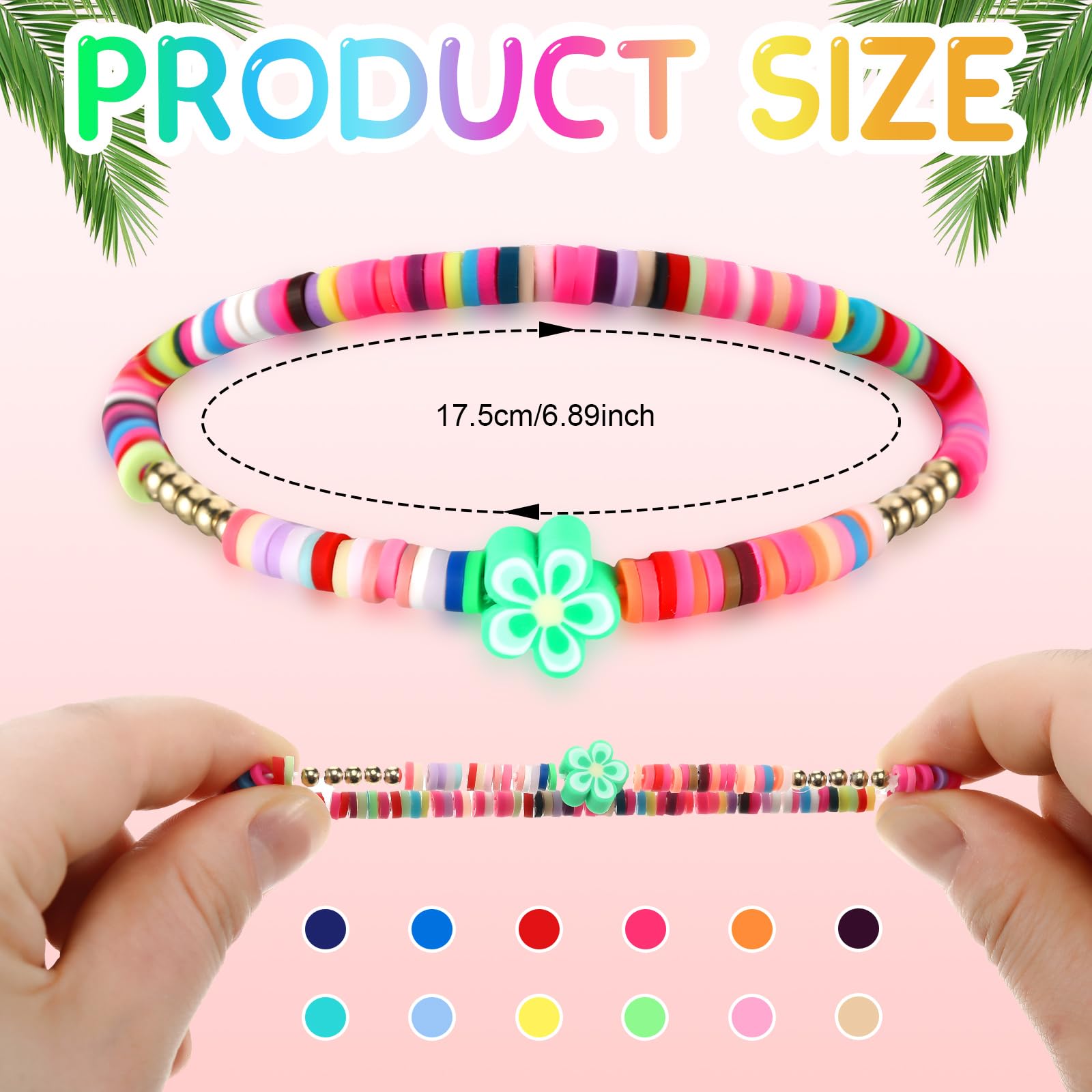 96 Pcs Colorful Friendship Bracelets Bulk - Heart Star Butterfly Stretch Beaded Bracelets for Girls Teens, Adjustable Clay Beads Jewelry for Summer Beach Party, Graduation Gifts, Birthday Favors