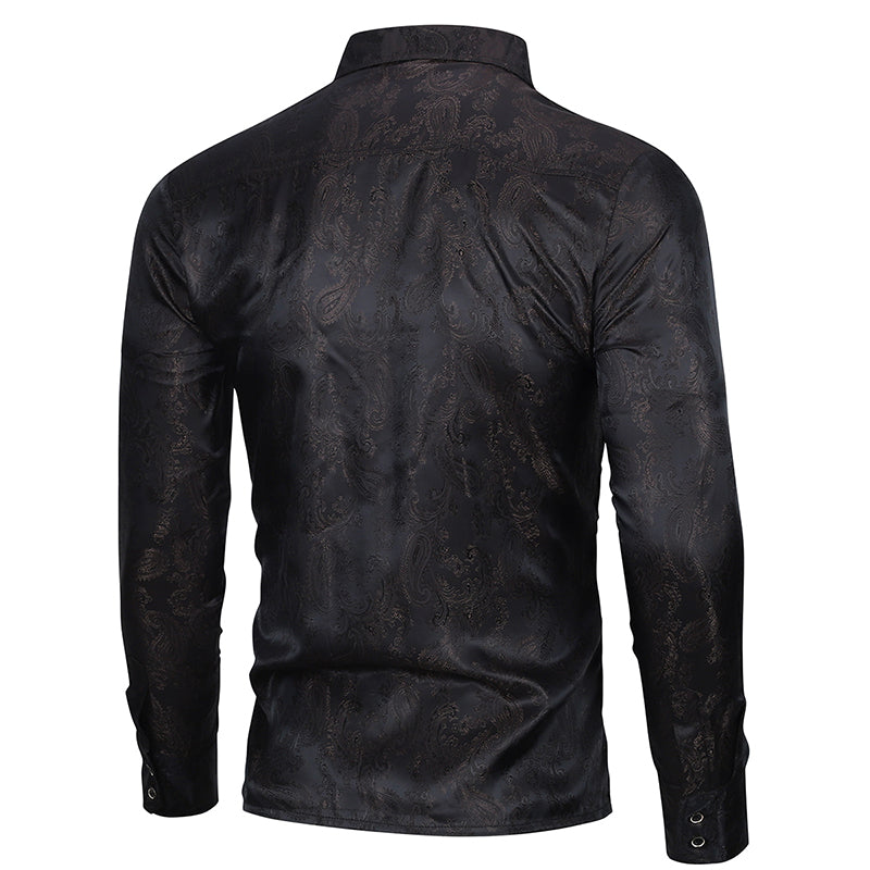 Slim Fit Embroidered Black Paisley Shirt for Men - Stylish Casual & Party Wear - Perfect for Date Nights, Office Outings & Special Occasions