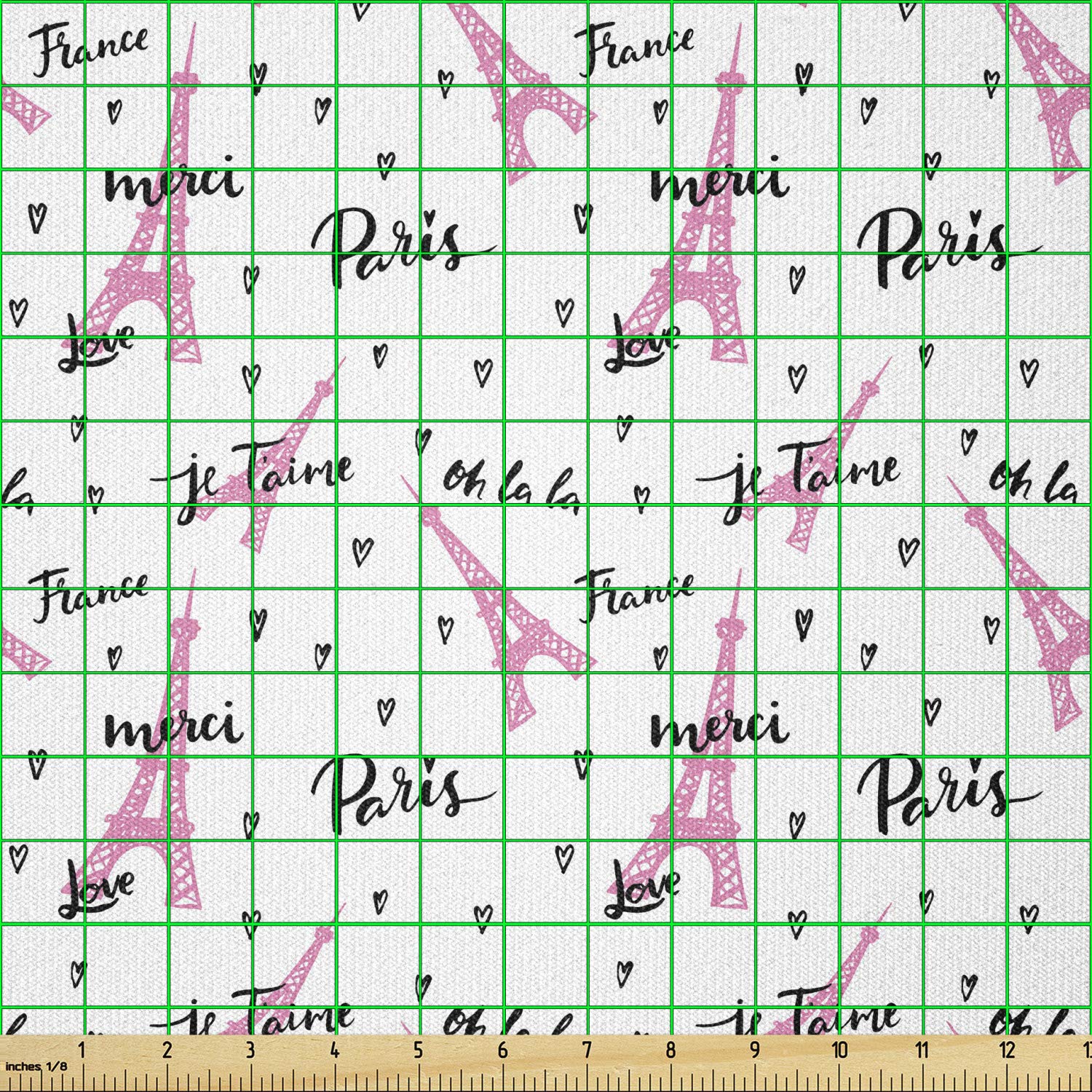 Ambesonne Paris Fabric by The Yard - European Style Eiffel Tower Print with French 