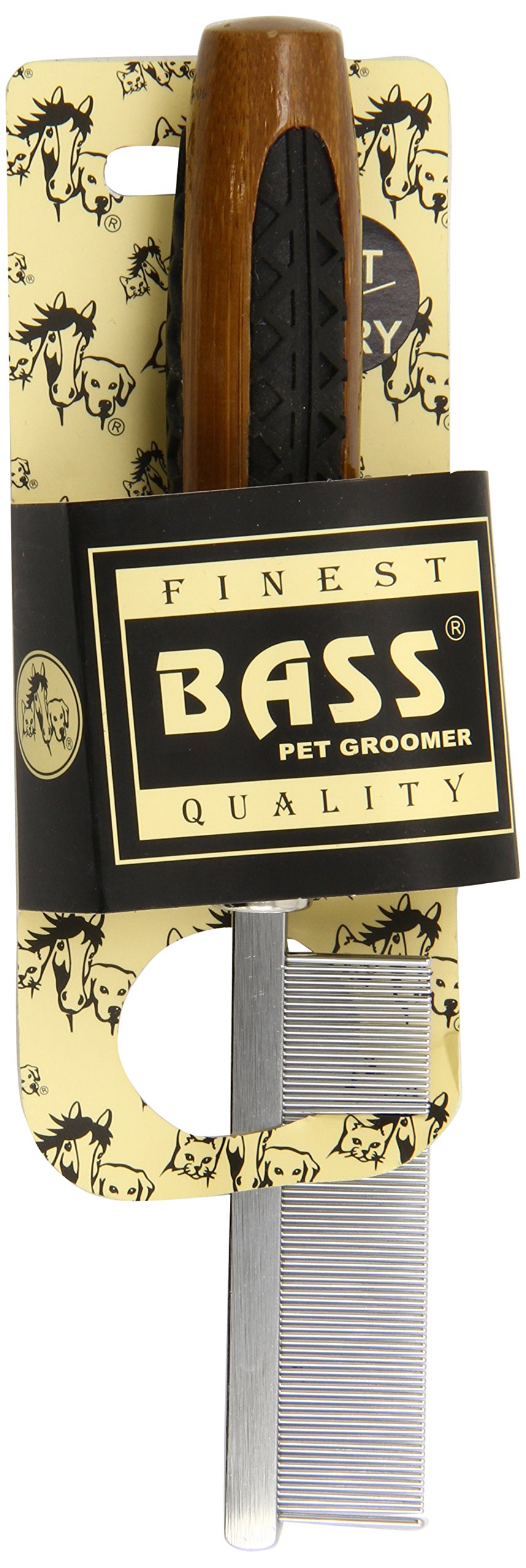 Premium Fine Tooth Metal Pet Comb with Bamboo Wood Handle - Gentle Detangling Brush for Dogs & Cats - Perfect for Grooming, Shedding Control & Coat Care at Home or Professional Use