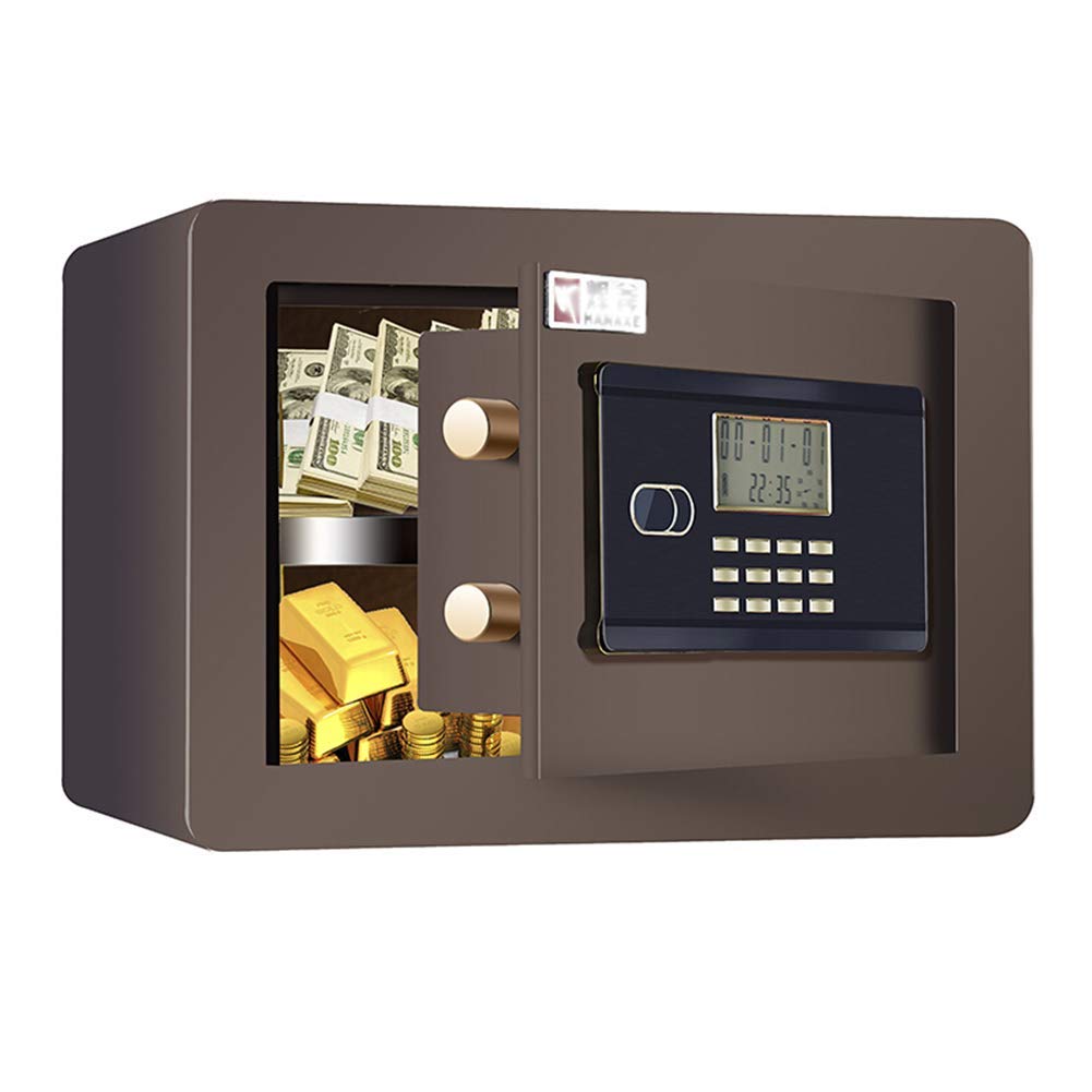 Wheel-hy Electronic Safe Deposit Box with Digital Keypad & Combination Lock - 35x25x25cm Security Cabinet for Home, Office, Hotel (Gold/Brown) | Secure Cash, Jewelry, Documents & Valuables | Ideal for Retail Stores, Banks & Personal Use