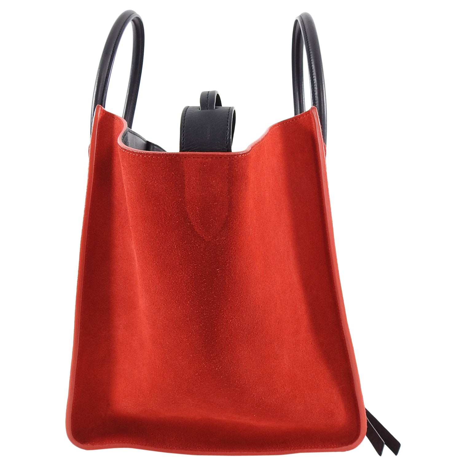 Luxury Celine Medium Phantom Tote Bag in Red Suede & Black Leather - Perfect for Work, Travel & Everyday Elegance