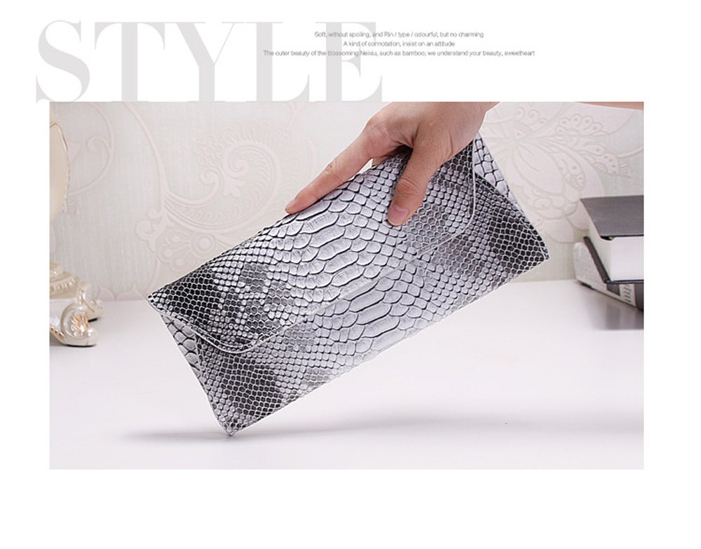 Genuine Leather Snakeskin Envelope Handbag Wallet Clutch for Women - Elegant Evening Bag for Parties, Weddings & Special Occasions