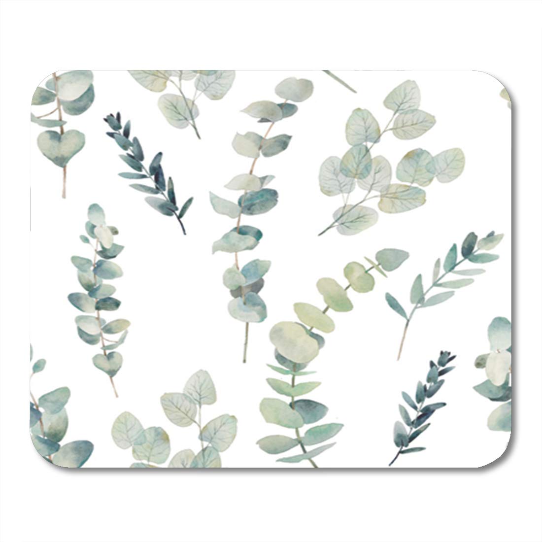 Premium Watercolor Eucalyptus Square Mouse Pad 9.5