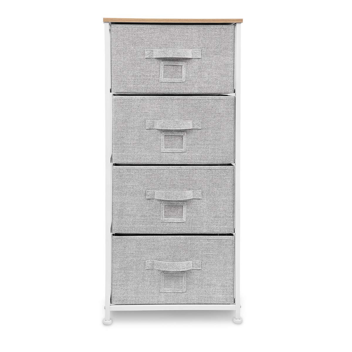 Bigroof 4-Drawer Fabric Dresser Organizer with Steel Frame & Wood Top - Light Grey Storage Solution for Bedroom, Hallway, Closet & Office Organization
