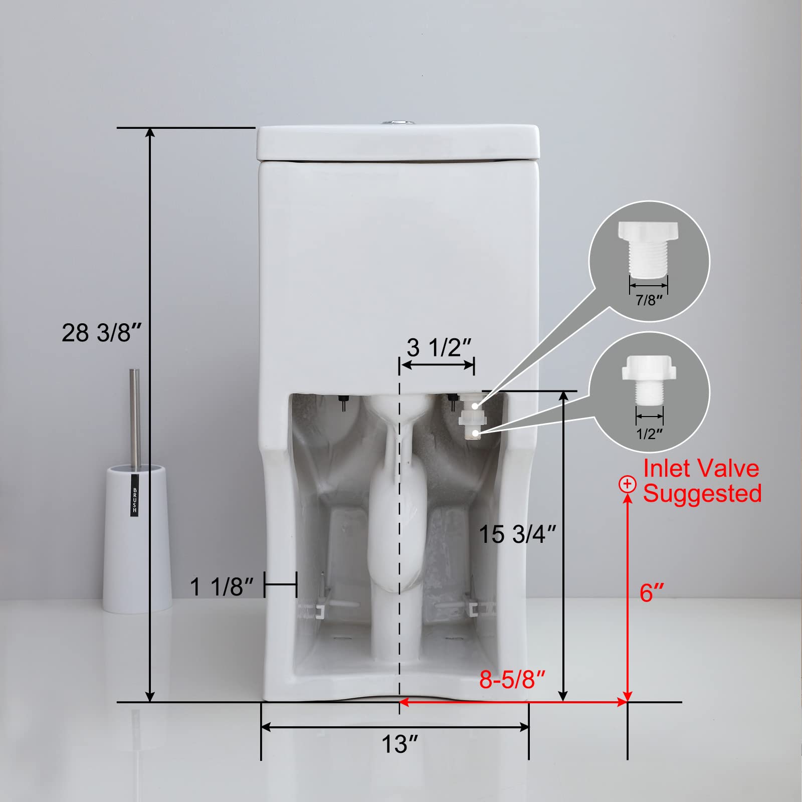 HOROW HWMT-8733 Compact One-Piece Toilet with Dual Flush - 12