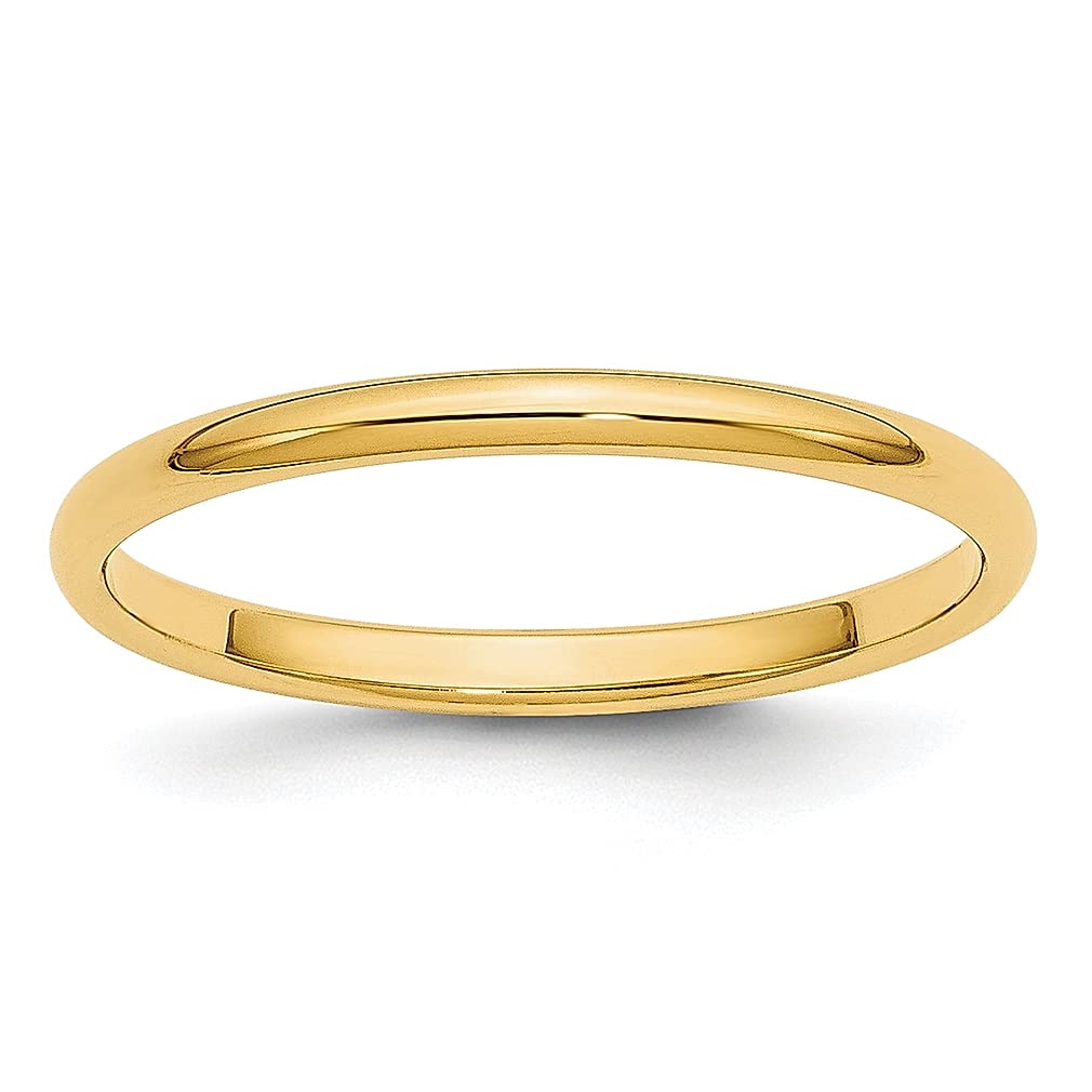 10K Yellow Gold 2mm Half Round Wedding Band Ring - Size 6 Classic Fine Jewelry for Women | Perfect Anniversary, Engagement & Bridal Gift for Her | Ideal for Everyday Wear, Special Occasions & Romantic Surprises