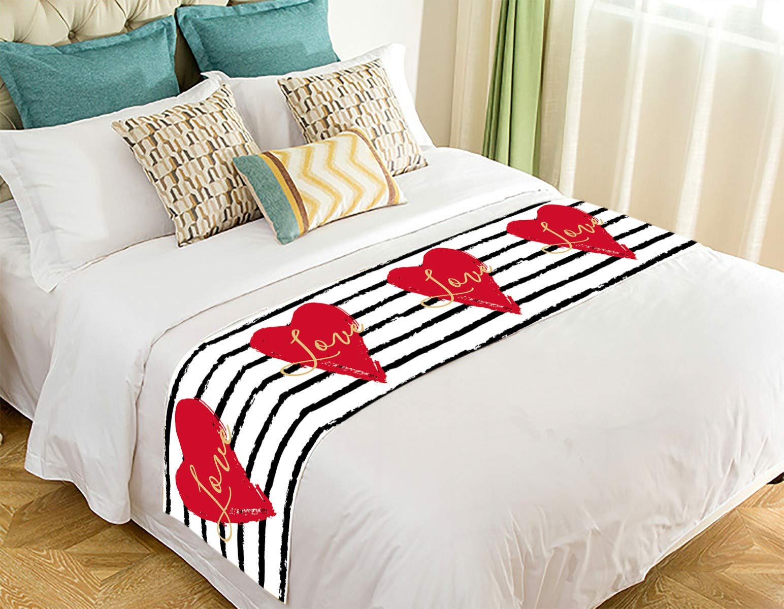 Valentine's Day Bed Runner Scarf - 20x95 Inch Luxury Bed Decor for Romantic Bedroom, Wedding & Anniversary Decorations - Perfect for Master Bedroom, Hotel Decor and Special Occasions