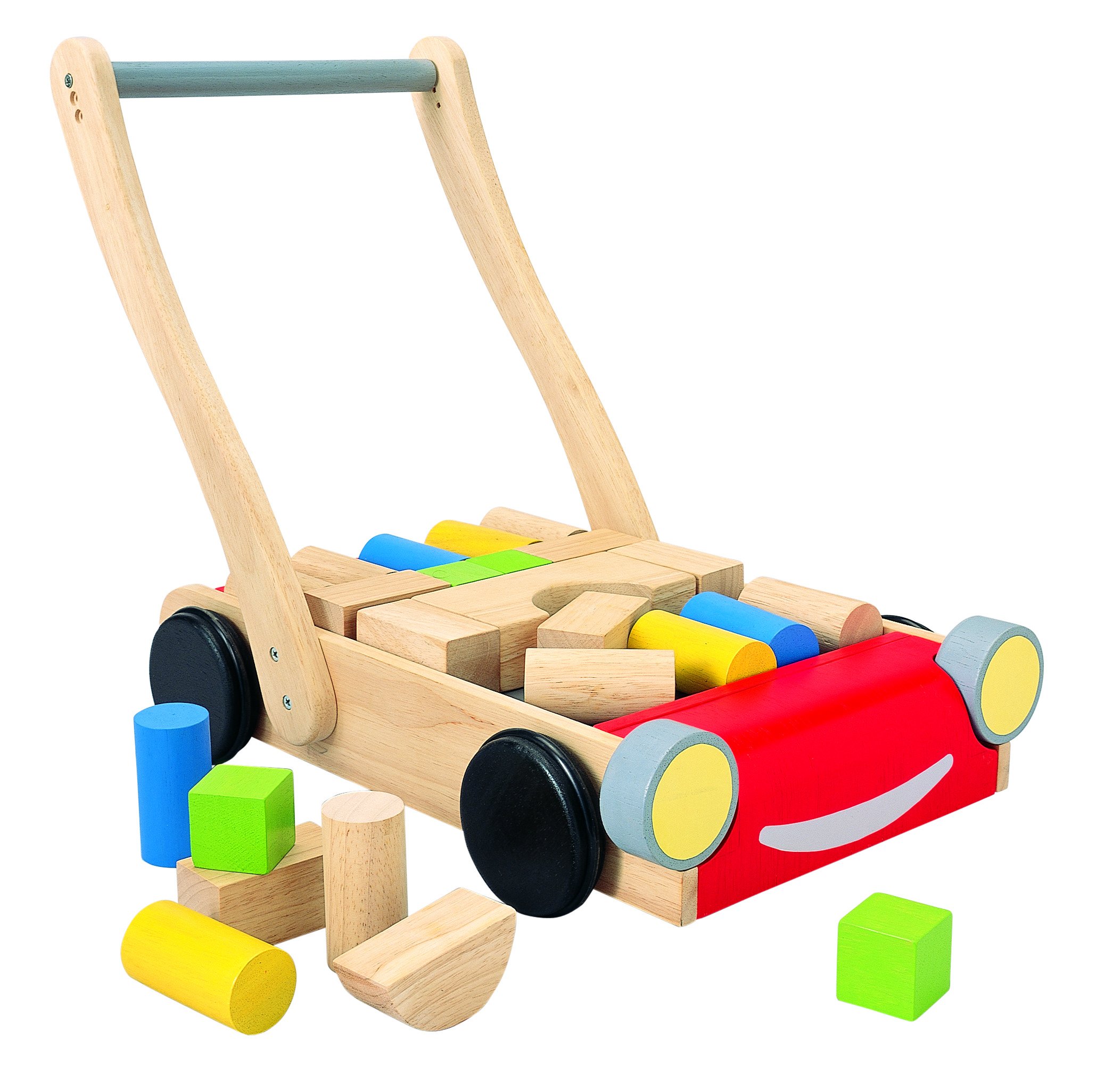 PlanToys Wooden Baby Walker - Push & Pull Learning Toy for Toddlers 12-24 Months - Encourages First Steps & Motor Skills Development - Perfect for Home, Daycare & Playroom Use
