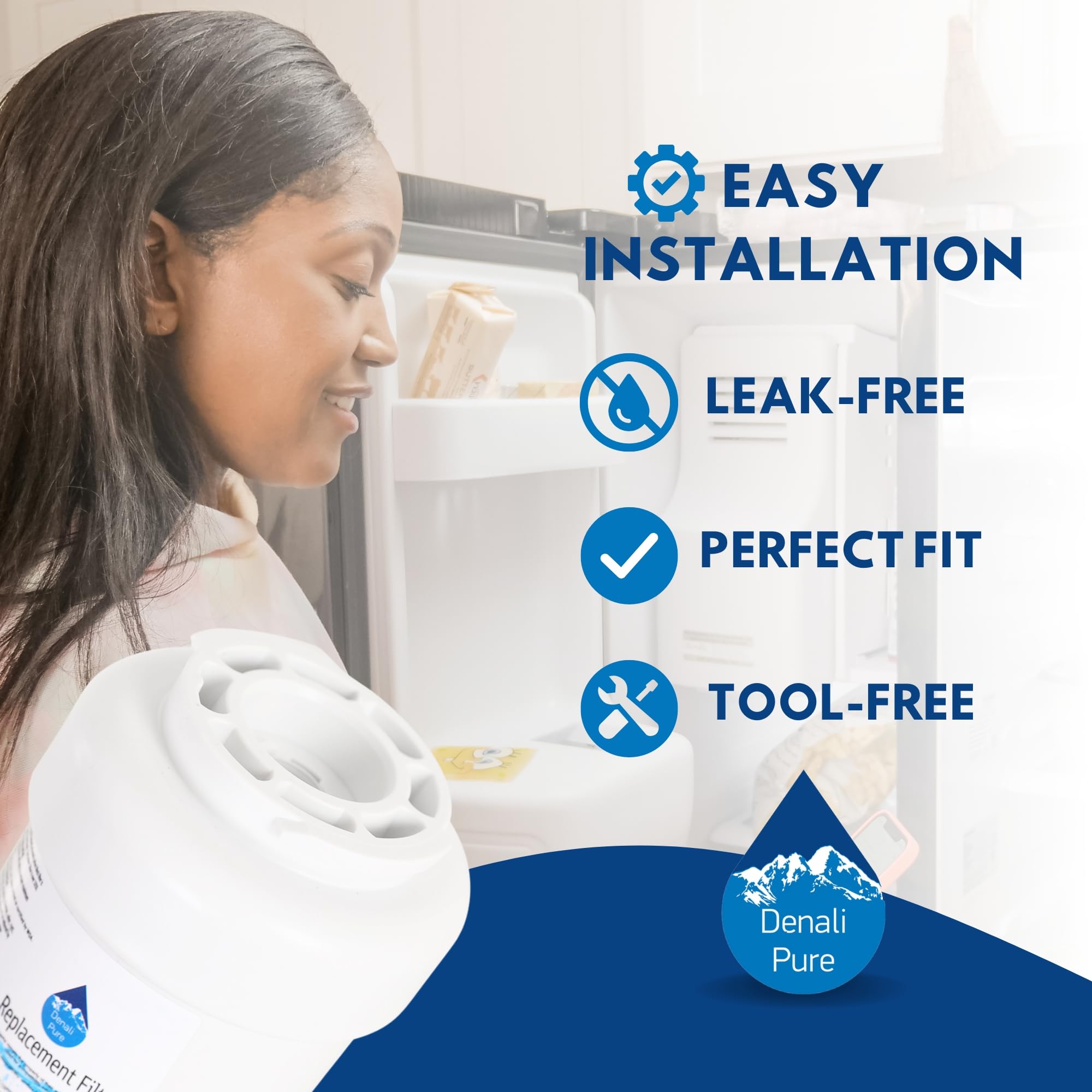 2-Pack GE GSS25LGMABB Refrigerator Water Filter Replacement - Compatible with GE MWF & MWFP Fridge Filters | Improves Water Taste & Safety for Drinking, Ice Maker, and Coffee Machine