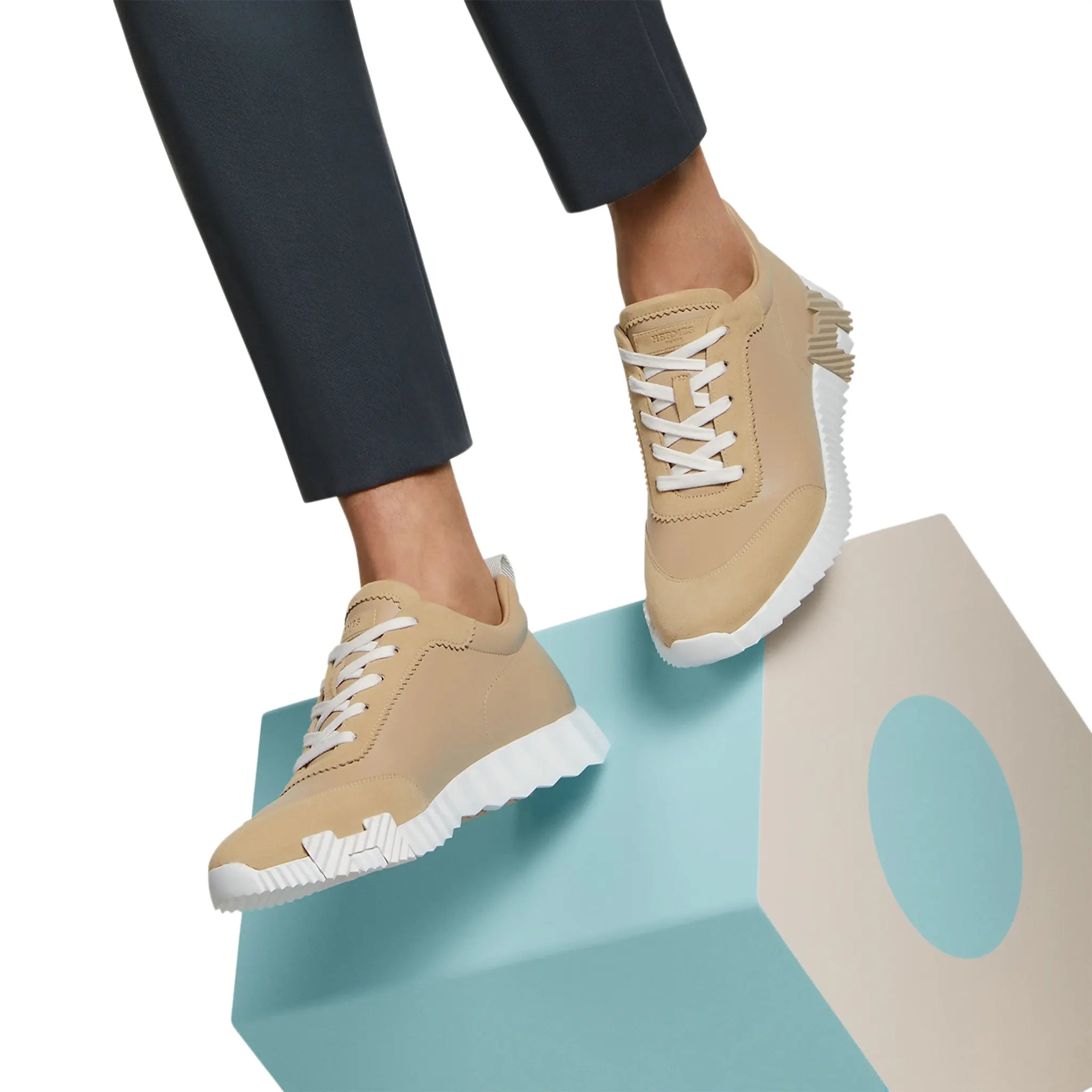 Hermès Paris Bouncing Sneaker - Beige Linen Luxury Casual Shoes for Women | Perfect for Everyday Wear, Office & Social Events