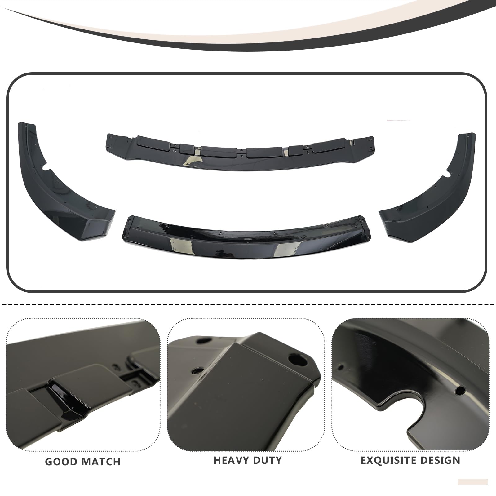 Gloss Black Front Bumper Lip Splitter for 2015-2023 Dodge Charger SRT/GT - ABS Lower Protector & Air Dam Chin Spoiler - Enhances Aerodynamics & Style for Street Racing & Car Shows