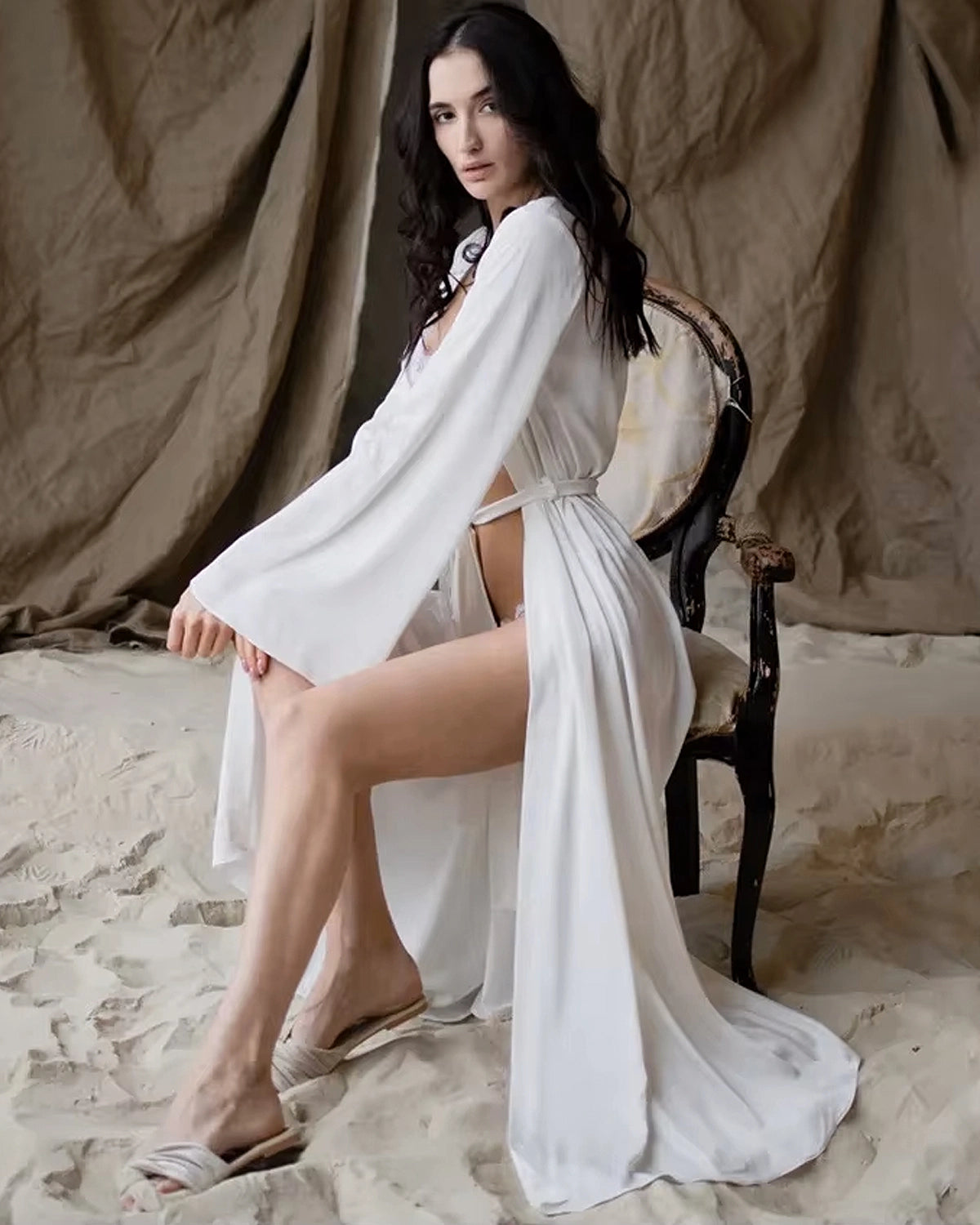 Luxury Long Silk Robe for Women - Elegant Kimono Style Bathrobe - Perfect for Spa, Bridal, Loungewear & Special Occasions