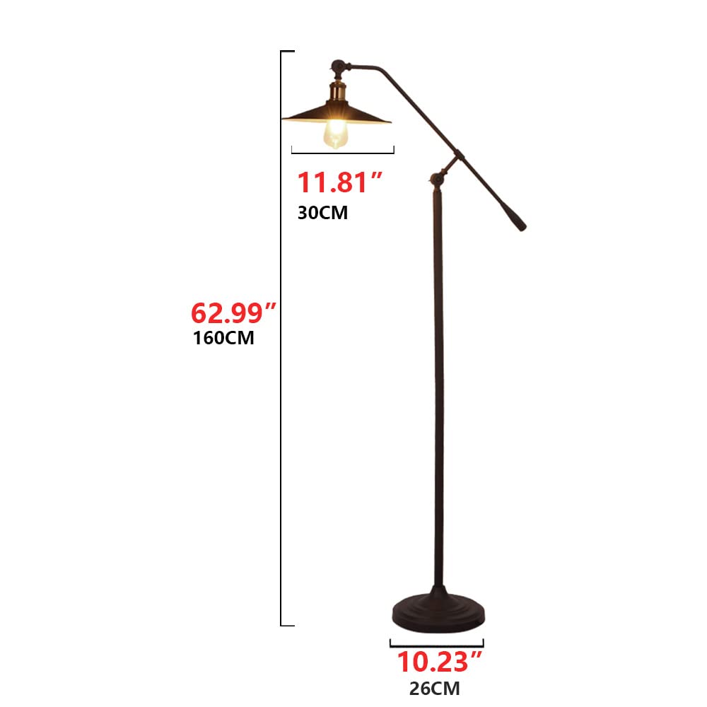 Industrial Farmhouse Floor Lamp - Adjustable Gooseneck Design, Foldable Piano Light, E26/E27 Base (60W Max) for Bedroom, Living Room & Study - Perfect for Reading, Fishing & Photo Backdrops