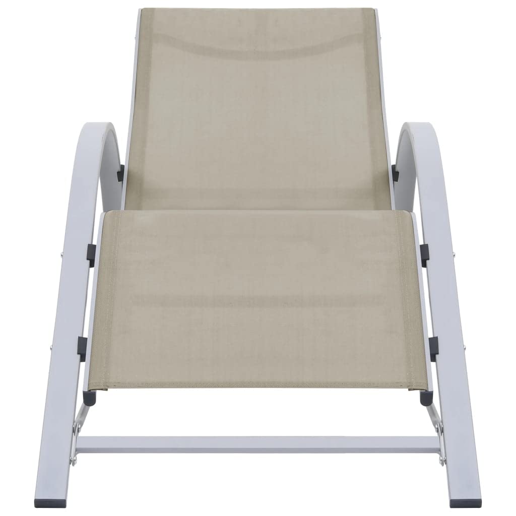 2-Pack Premium Sun Loungers - Outdoor Patio Lounge Chairs with Side Table - Aluminum Frame Cream Color - Perfect for Poolside, Beach, Balcony & Backyard Relaxation | Durable Weather-Resistant Pool Deck Furniture for Adults