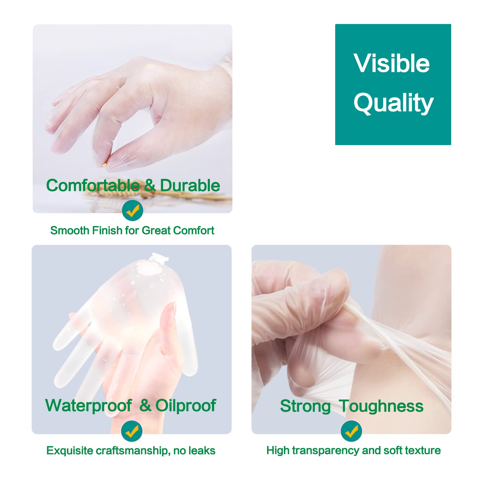 **Food Safe Clear Vinyl Disposable Gloves - Latex Free, Powder Free - Ideal for Cooking, Baking, Food Prep & Cleaning - Perfect for Restaurants, Catering & Home Kitchens**