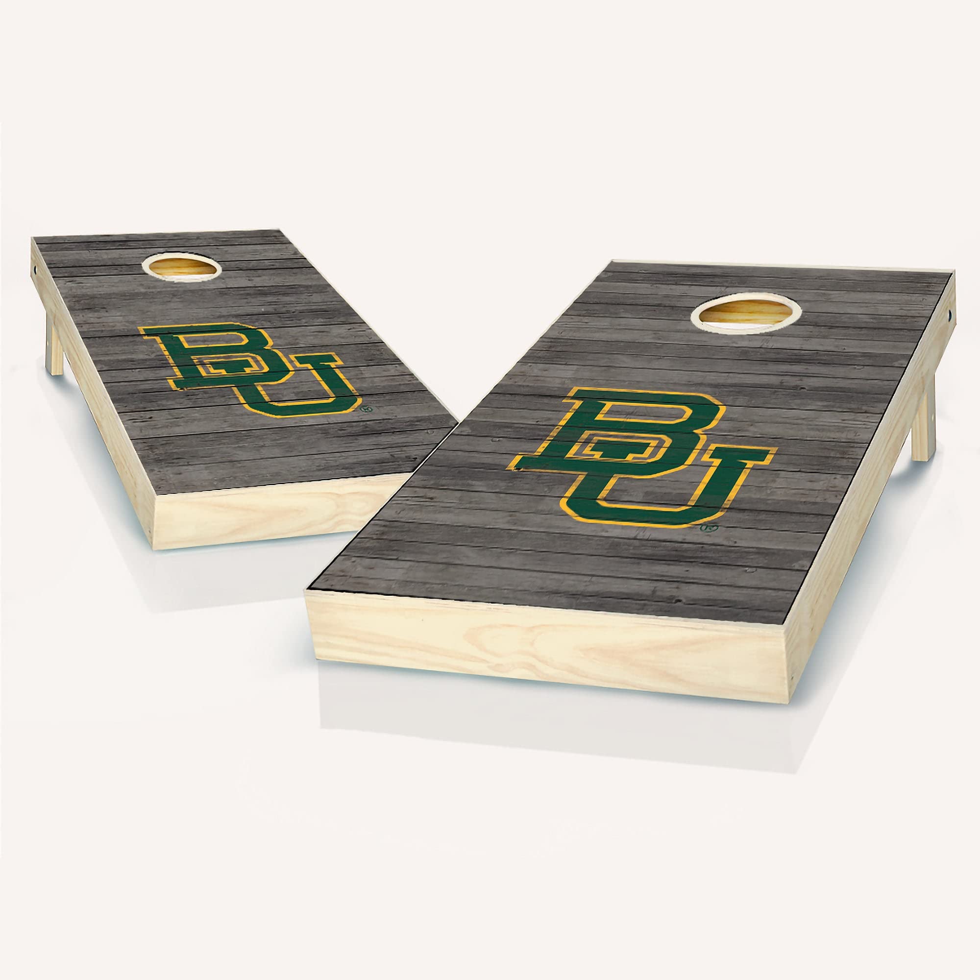 Premium Baylor Distressed Cornhole Game Set - 2 Wooden Boards & 8 Bean Bags for Outdoor Tailgating, Backyard Parties, and Family Fun - American Style Yard Game for Adults and Kids