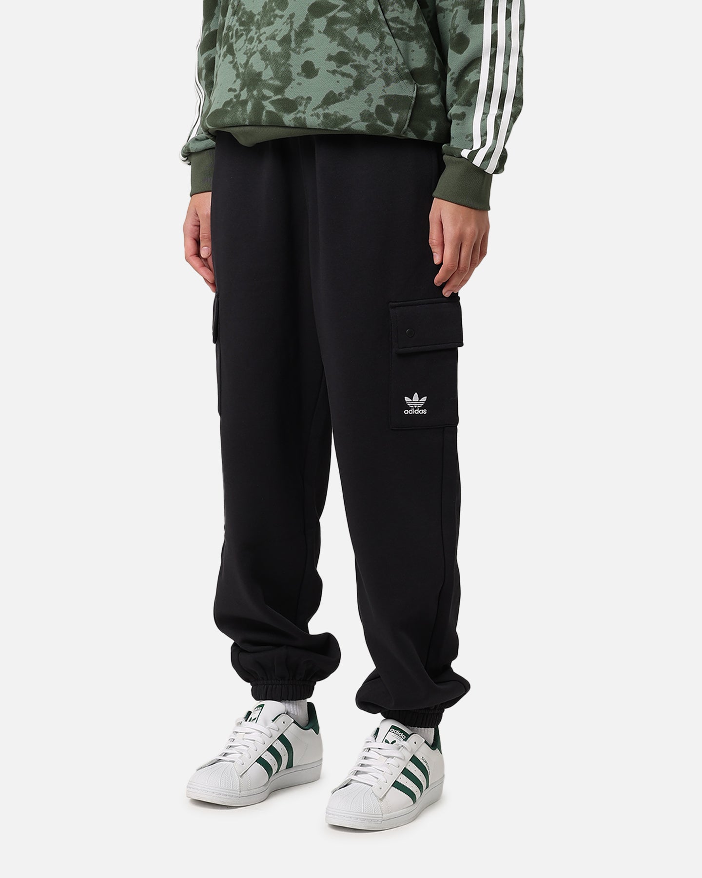 Adidas Women's Fleece Cargo Jogger Pants - Black | Comfortable Athletic Lounge Pants for Running, Yoga & Casual Wear