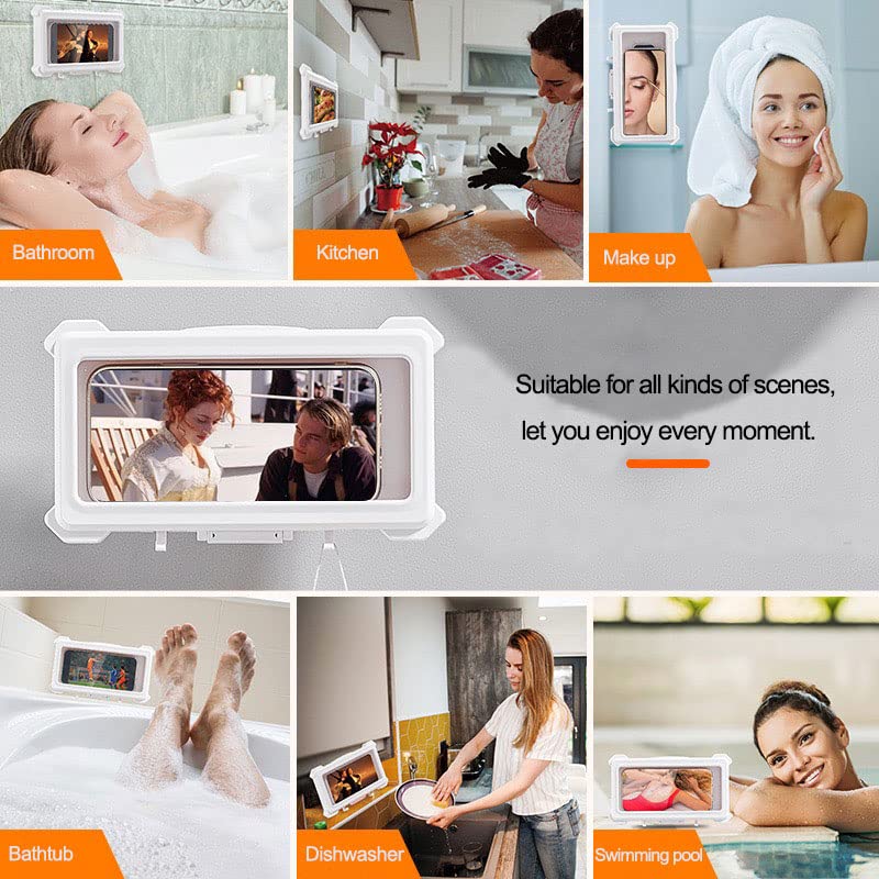 Waterproof Shower Phone Holder with 360° Rotation - Anti-Fog Touch Screen Wall Mount for iPhone & Android (4.7