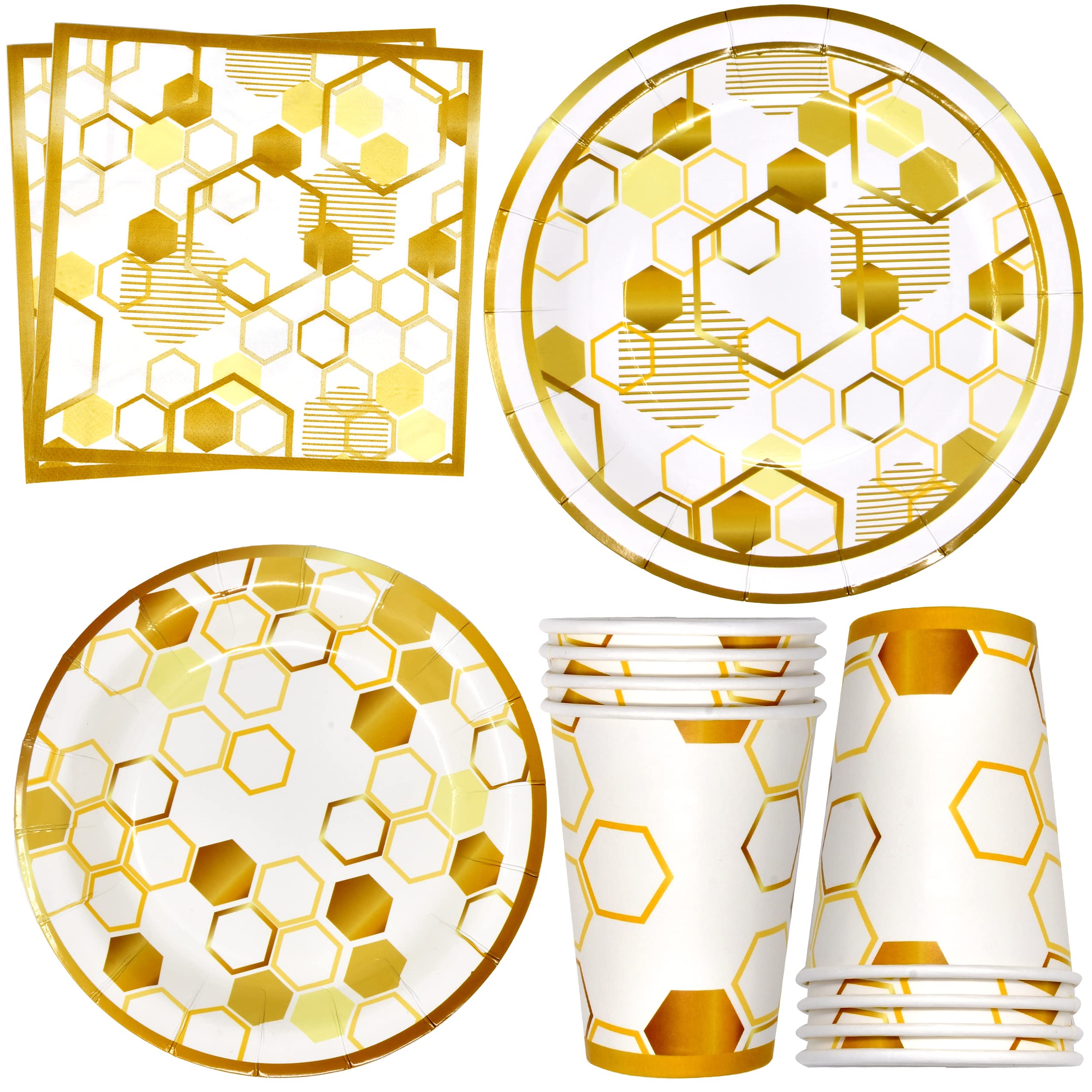 Honeycomb Party Supplies Tableware Set - 24x 9