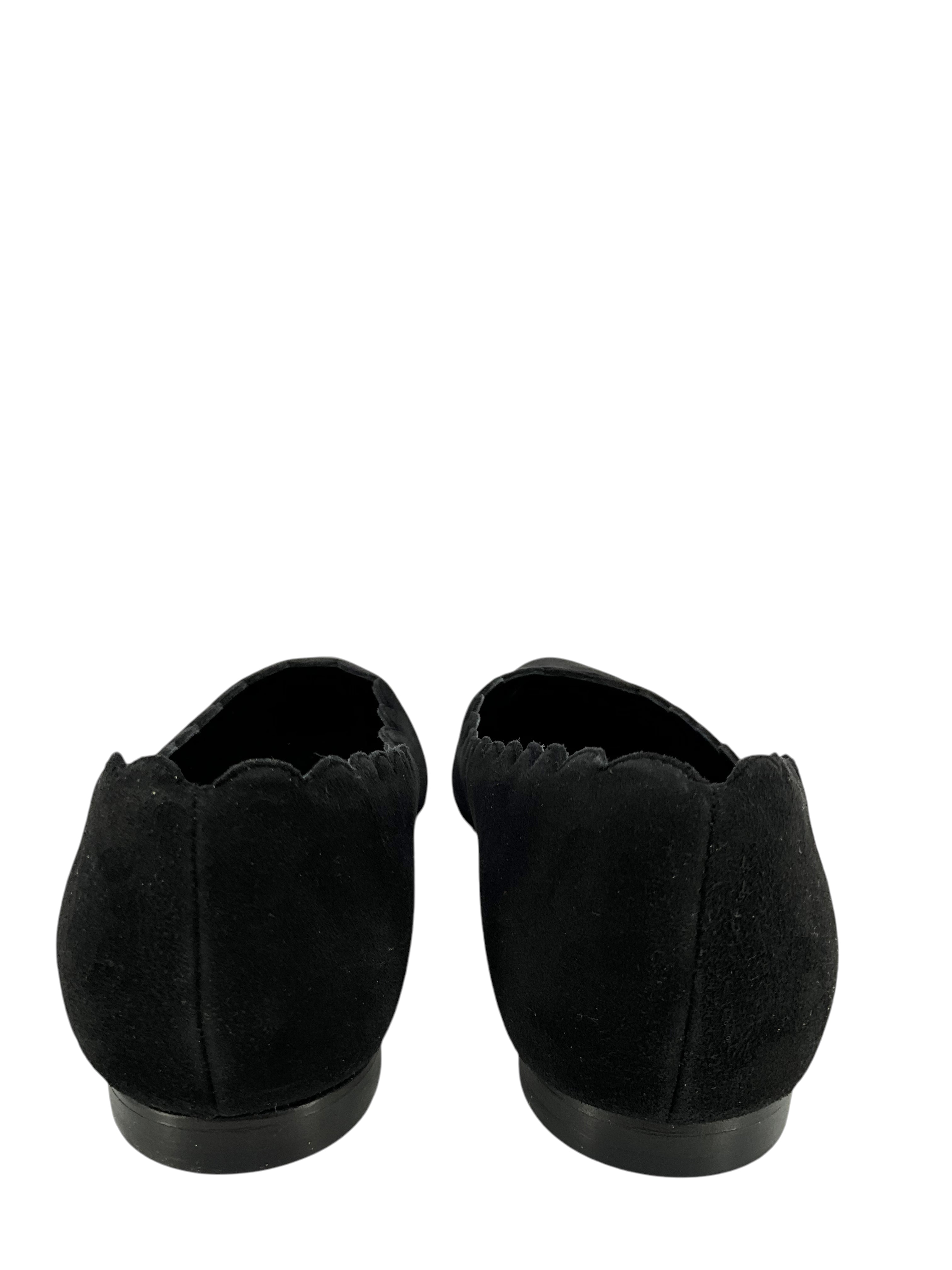 Manolo Blahnik Scalloped Suede Point Toe Flats Women's Size 8 | Comfortable & Stylish Ballet Flats for Work, Office & Casual Wear