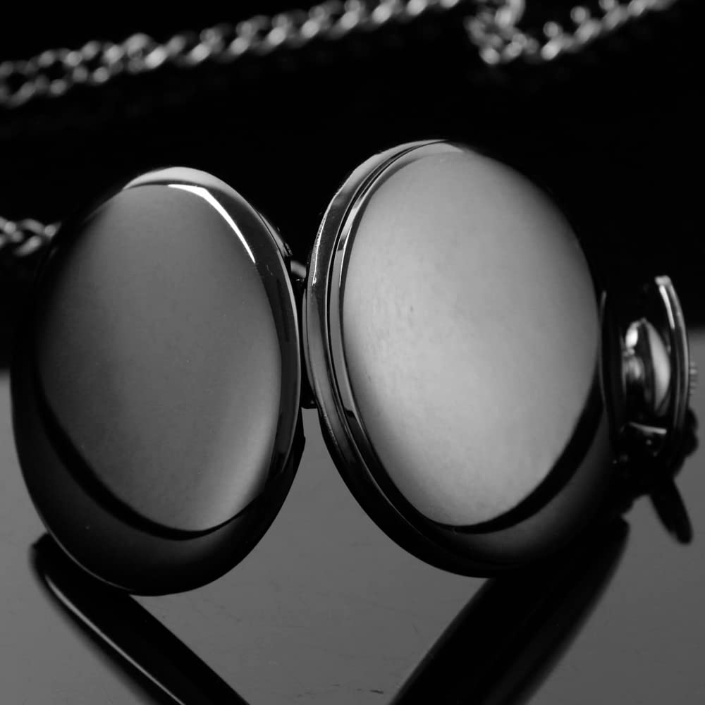 Customizable Smooth Pocket Watch for Men - Personalized Engraved Pocket Watch with Chain - Unique Father's Day Gift for Dad, Husband & Grandfather - Perfect for Weddings, Anniversaries & Special Occasions