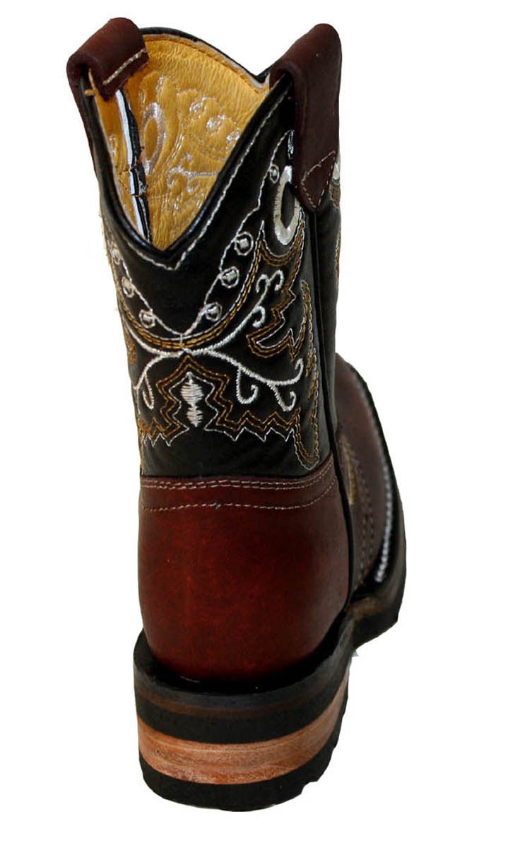 **Genuine Leather Cowboy Boots for Boys & Youth - Western Square Toe Rodeo Boots - Perfect for Rodeo, Ranchers, and Country Style Outfits**