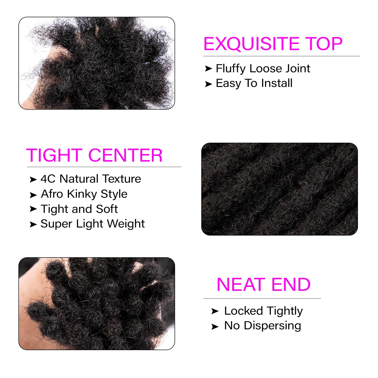 12 Inch 60 Strands 0.2cm Width 100% Human Hair Loc Extensions - Natural Black Handmade Dreadlocks for Women Men & Kids | Permanent Real Human Hair | Dye Bleach Curl & Twist Safe | Perfect for Daily Wear, Parties & Protective Styles