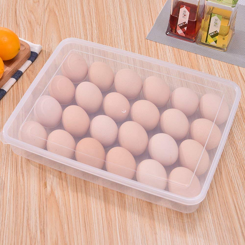 FYCAN 24 Grid Stackable Plastic Egg Storage Container for Refrigerator - 30x23x5cm Egg Tray Organizer for Kitchen, Fridge - Perfect for Farm Fresh Eggs, Meal Prep & Space Saving Storage (1 Pack)