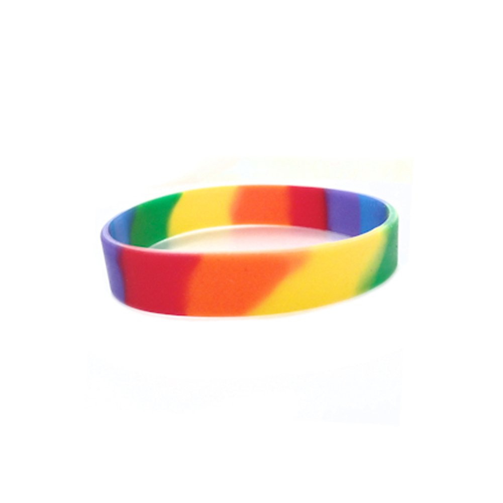 Rainbow Dip Silicone Pride Bracelet - LGBT Wristband with Lesbian & Gay Flag Colors - Perfect for Pride Parades, LGBTQ+ Events & Everyday Wear
