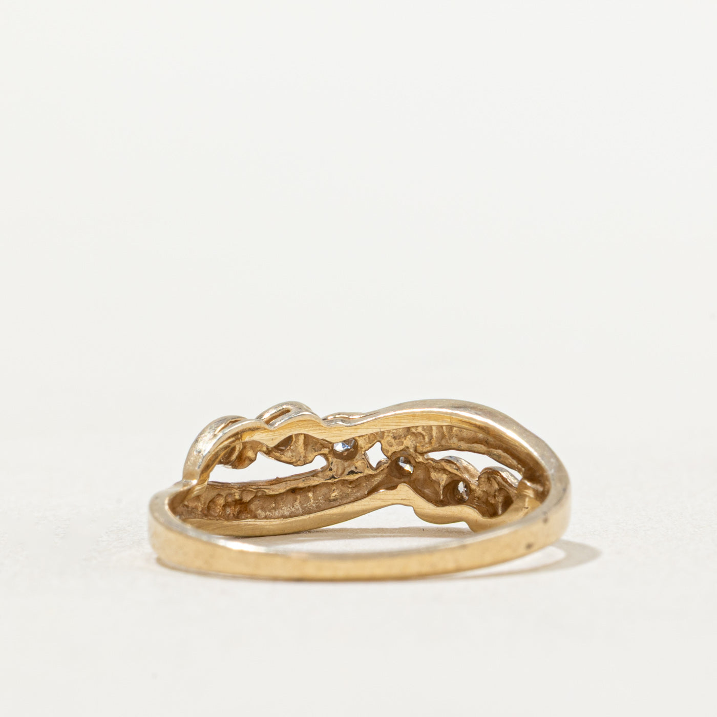 0.03ctw Diamond Heart Cross Over Ring - Size 6 | Elegant Stackable Ring for Women | Perfect for Valentine's Day, Anniversary & Everyday Wear
