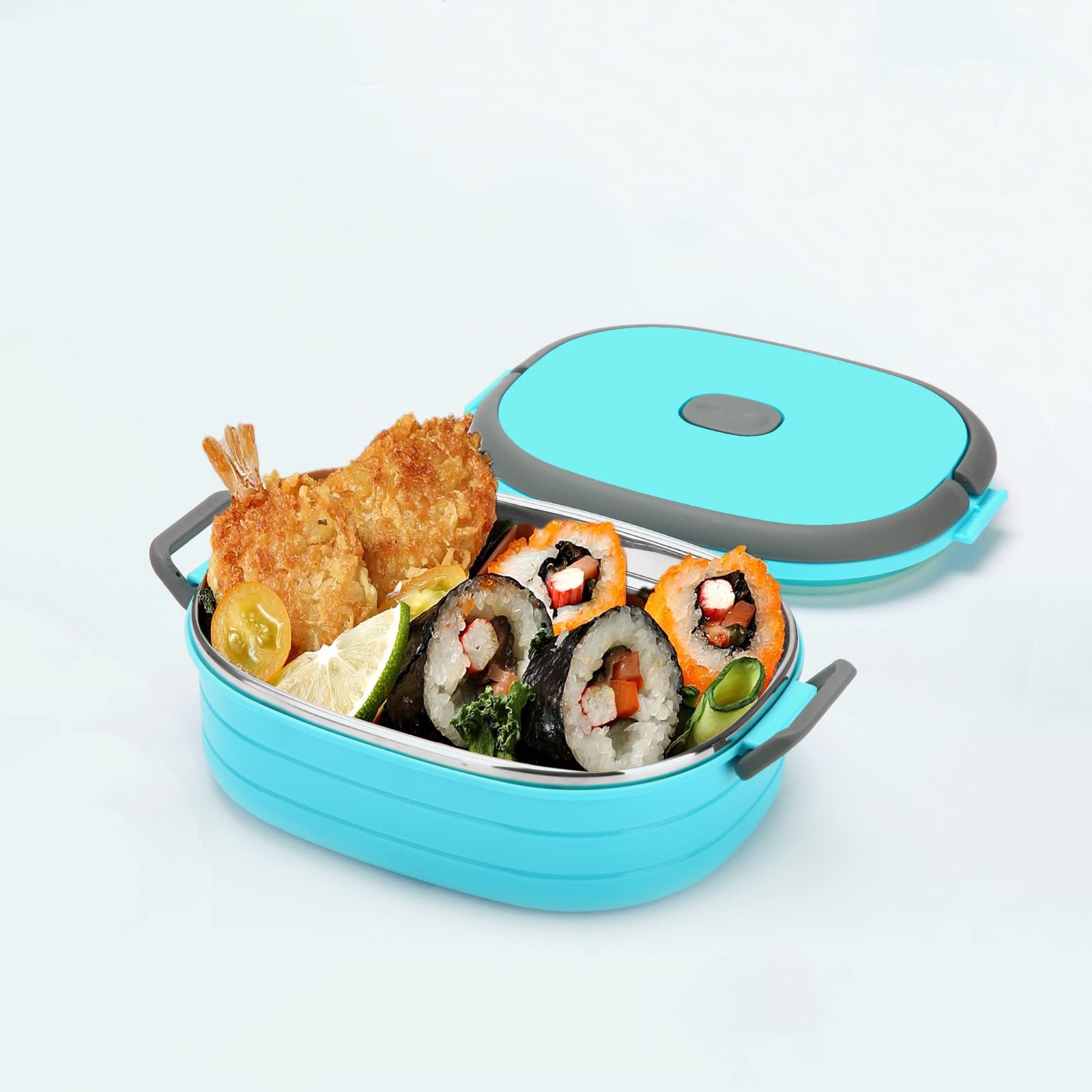 Stainless Steel Kids Lunch Box - Leakproof Bento Lunch Container for School, Daycare & Travel - Eco-Friendly, Durable & Safe (Blue) - Perfect for Sandwiches, Fruits & Snacks