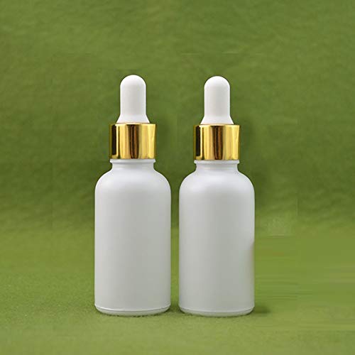 Pearl White Glass Dropper Bottles (30ml, Pack of 2) - Round Essential Oil Containers for Beauty, Skincare, DIY Blends & Travel - Perfect for Aromatherapy, Toners & Cosmetic Storage