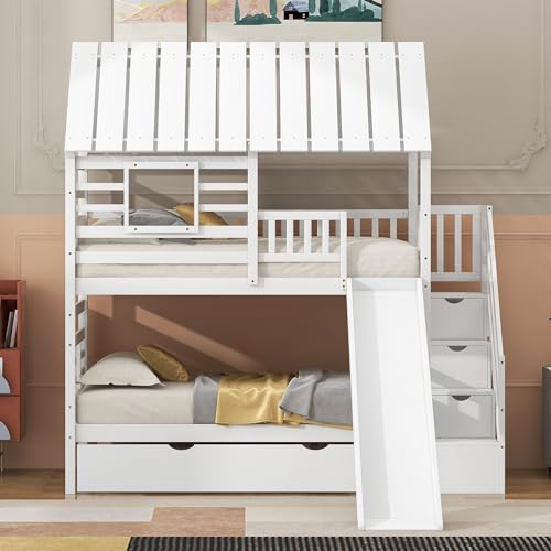 White With Trundle and Stairs